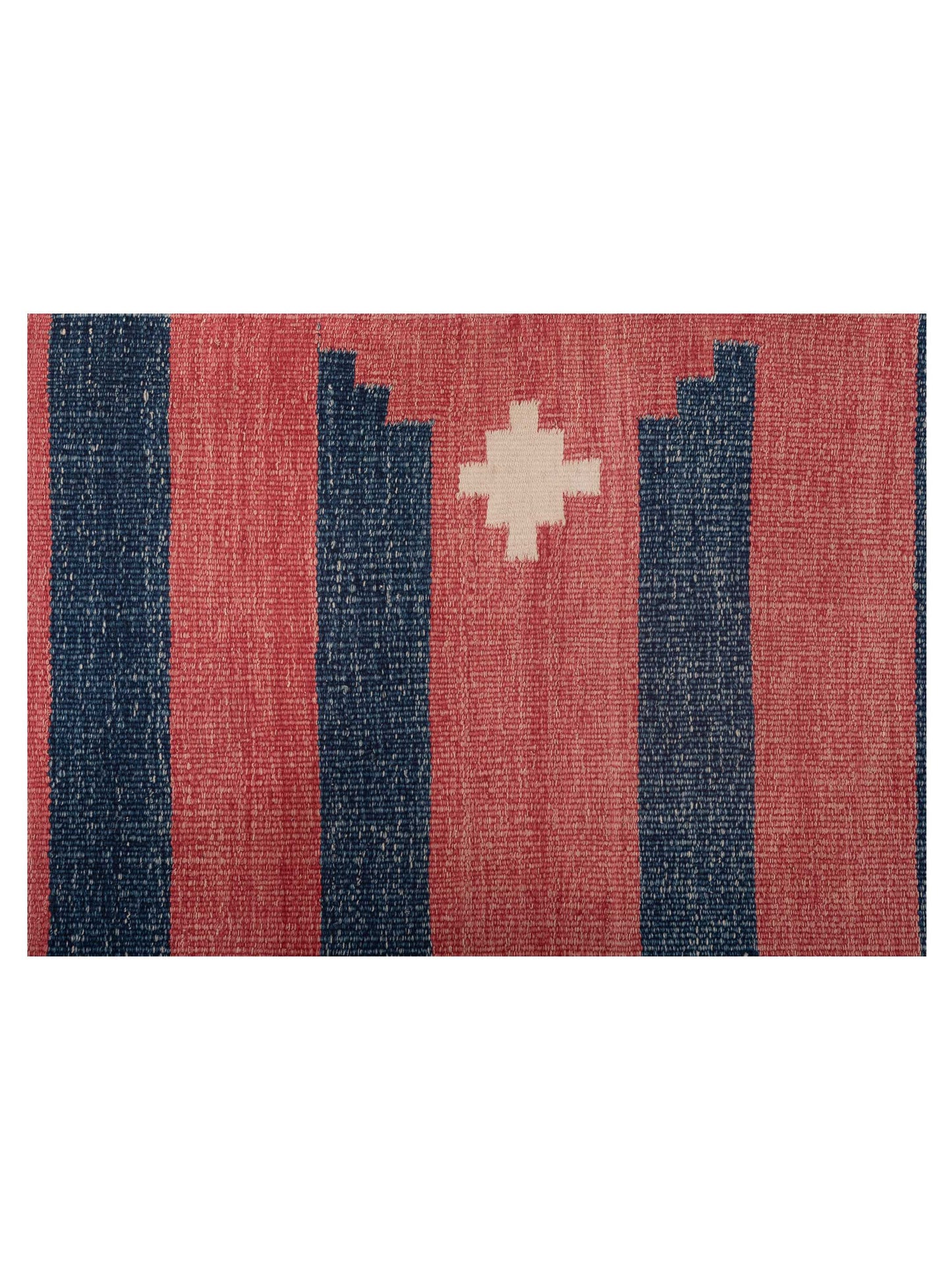 Old Afghan Dhurrie 25119 Rose Blue 3.11x7.3 Hand Woven Rug