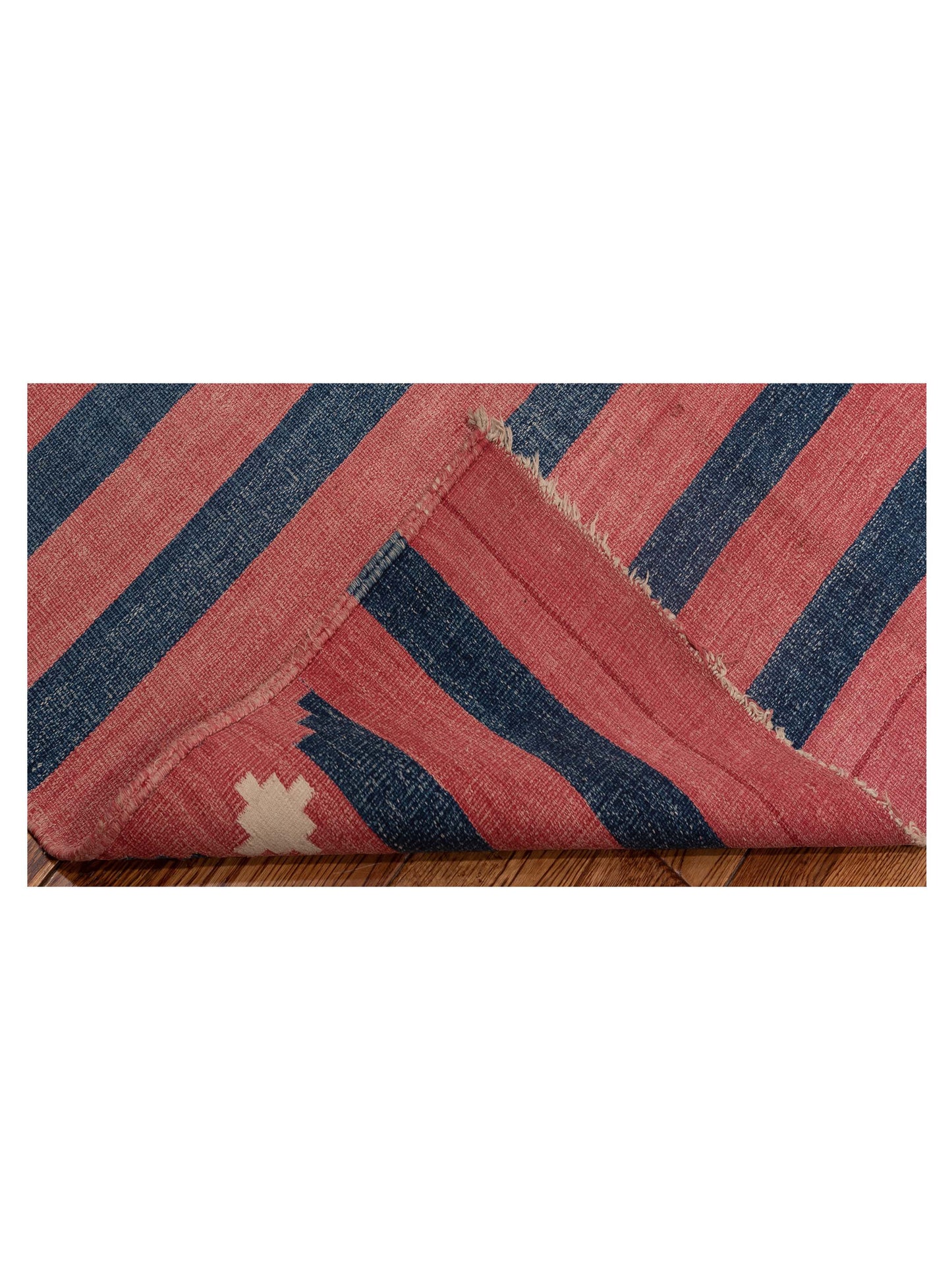 Old Afghan Dhurrie 25119 Rose Blue 3.11x7.3 Hand Woven Rug