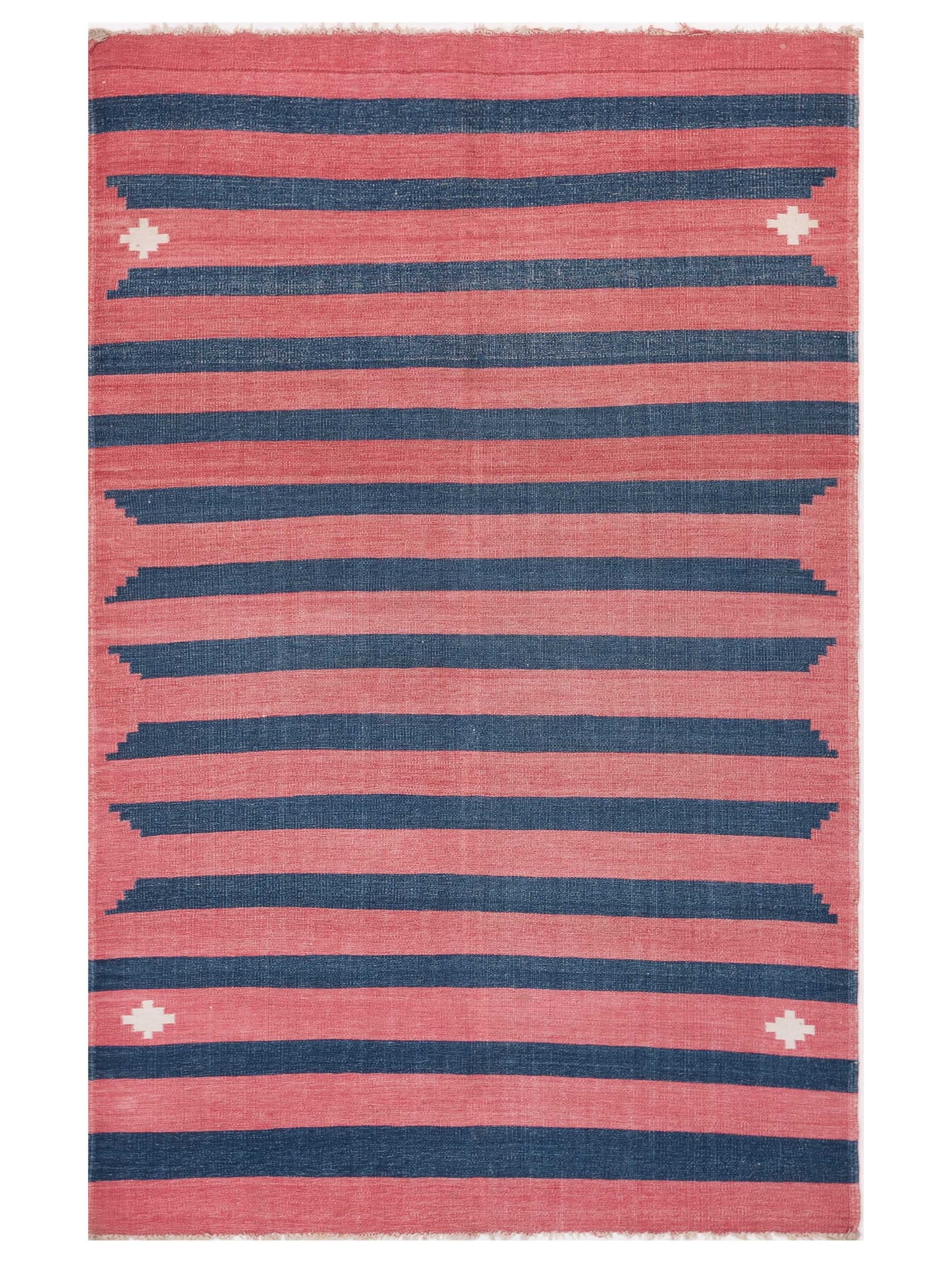Nomad Old Afghan Dhurrie Rose Blue Traditional