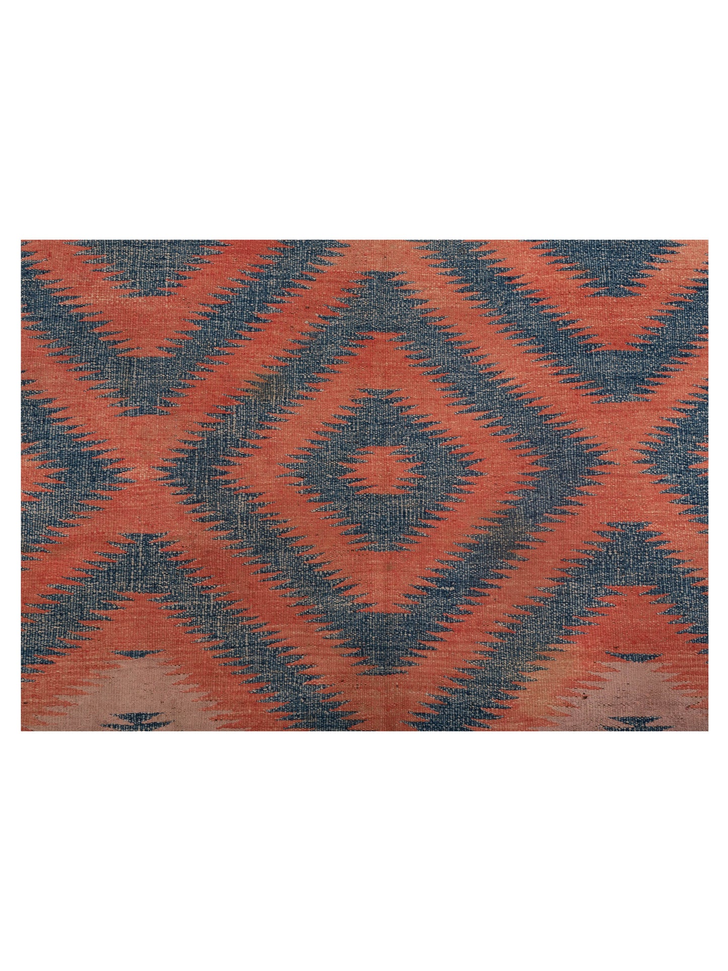 Old Afghan Dhurrie 25130 Rust Blue 4.5x10.5 Hand Woven Rug