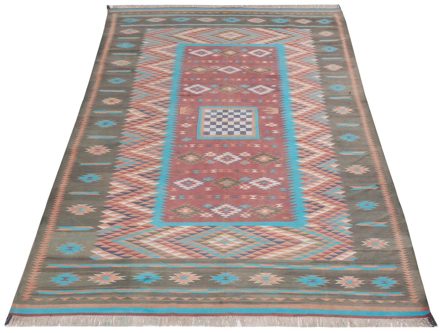 Old Afghan Dhurrie 25990 Multi 9.2x13 Hand Woven Rug