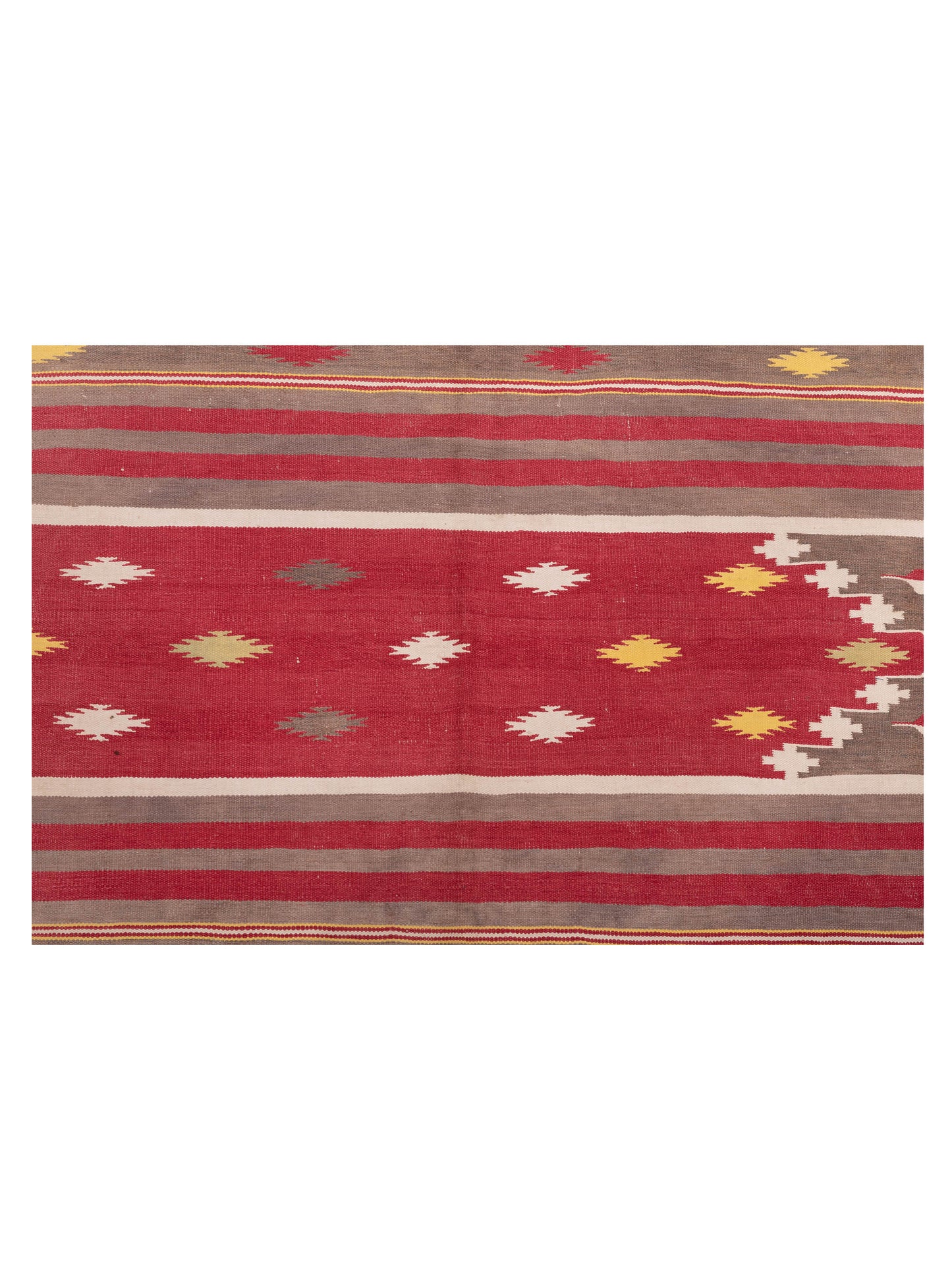 Old Afghan Dhurrie 25991 Red Brown 4.2x6.1 Hand Woven Rug
