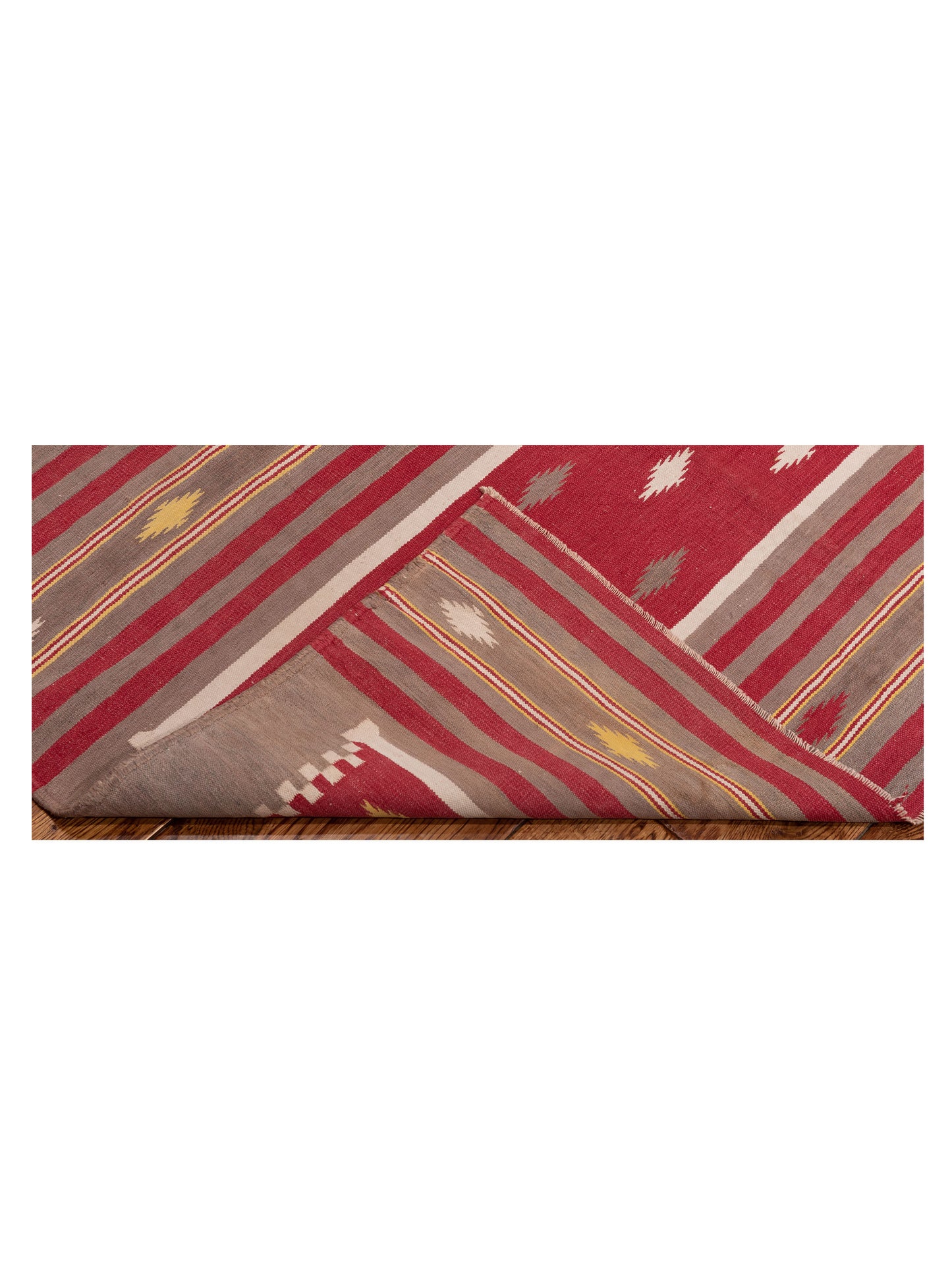 Old Afghan Dhurrie 25991 Red Brown 4.2x6.1 Hand Woven Rug