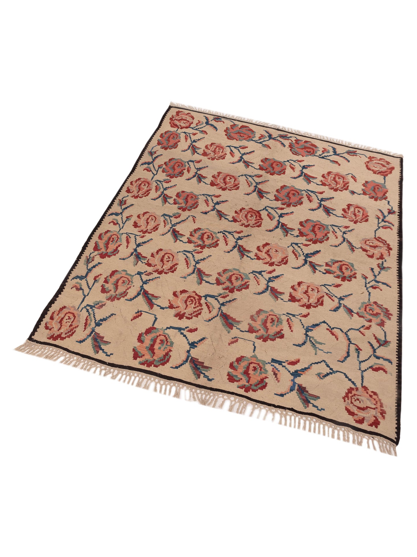 Old Basserabian Kilim 47456 Ivory 5.8x7.3 Hand Woven Rug