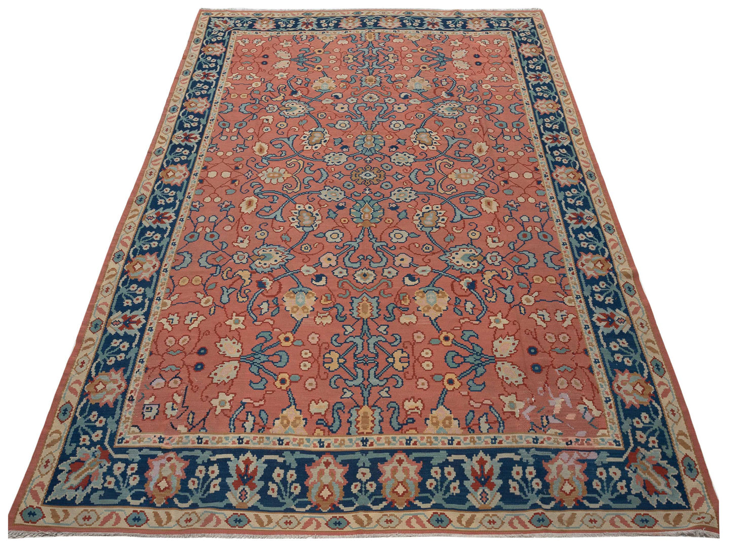 Transilvanian Kilim 51423 Rose Navy 8.6x12.11 Hand Woven Rug