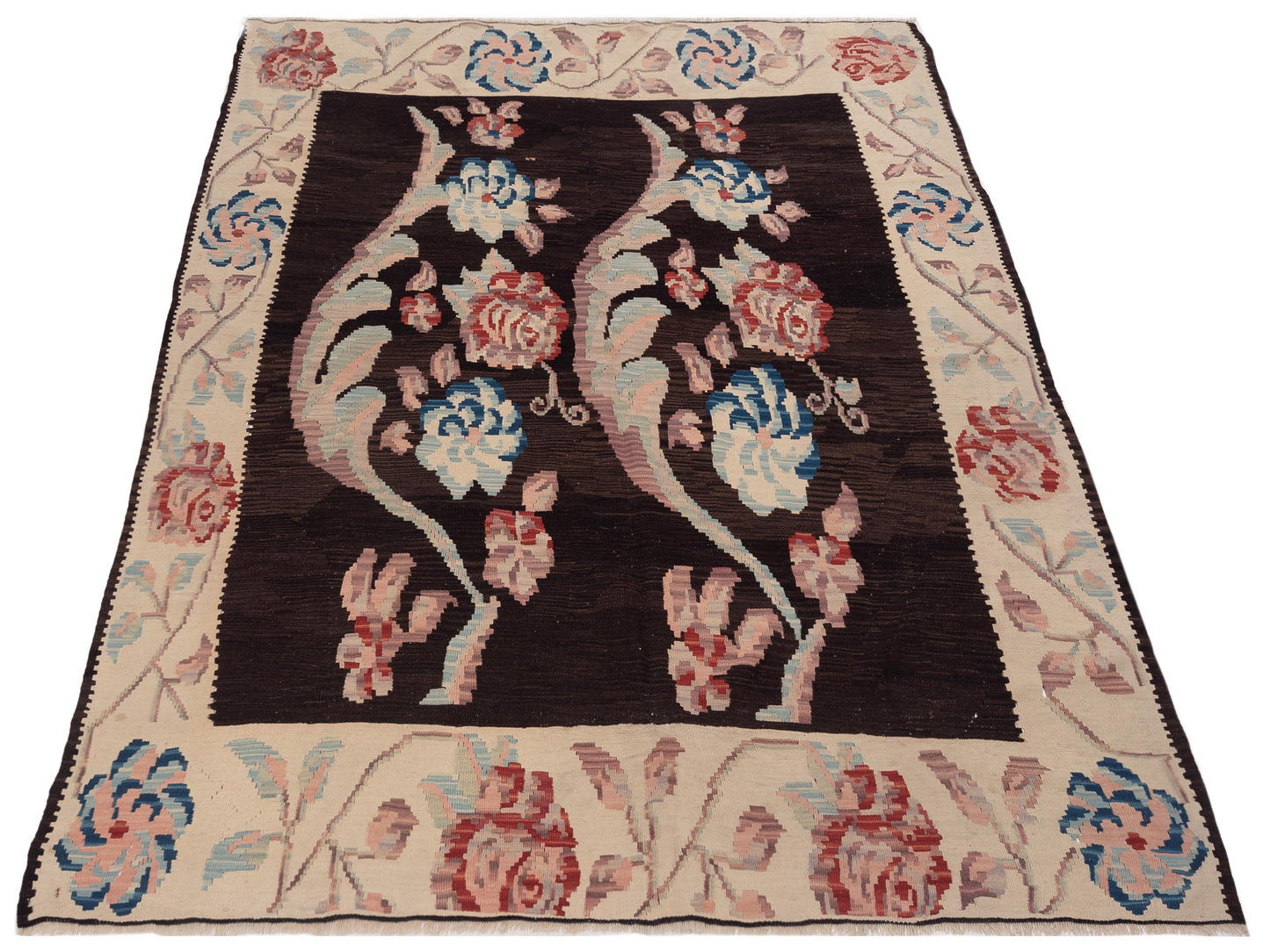 Pasha Old Basserabian Kilim Black Ivory Traditional