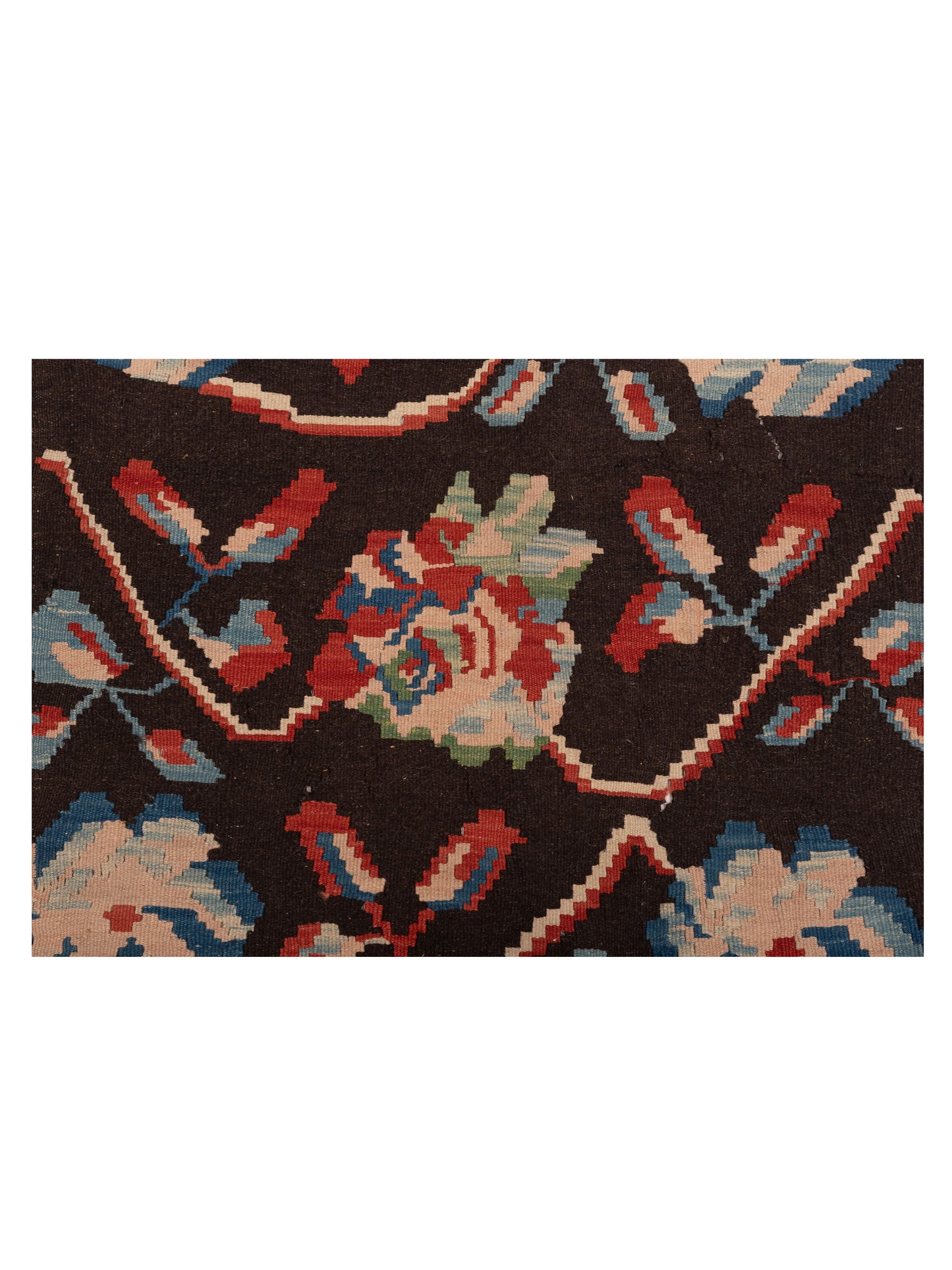 Old Basserabian Kilim 55003 Brown Ivory 4.4x6.7 Hand Woven Rug