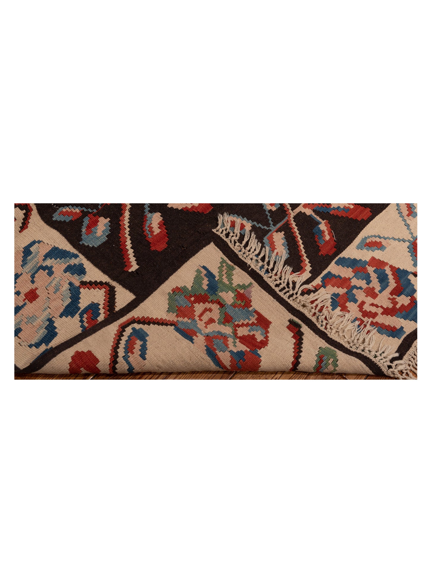Old Basserabian Kilim 55003 Brown Ivory 4.4x6.7 Hand Woven Rug