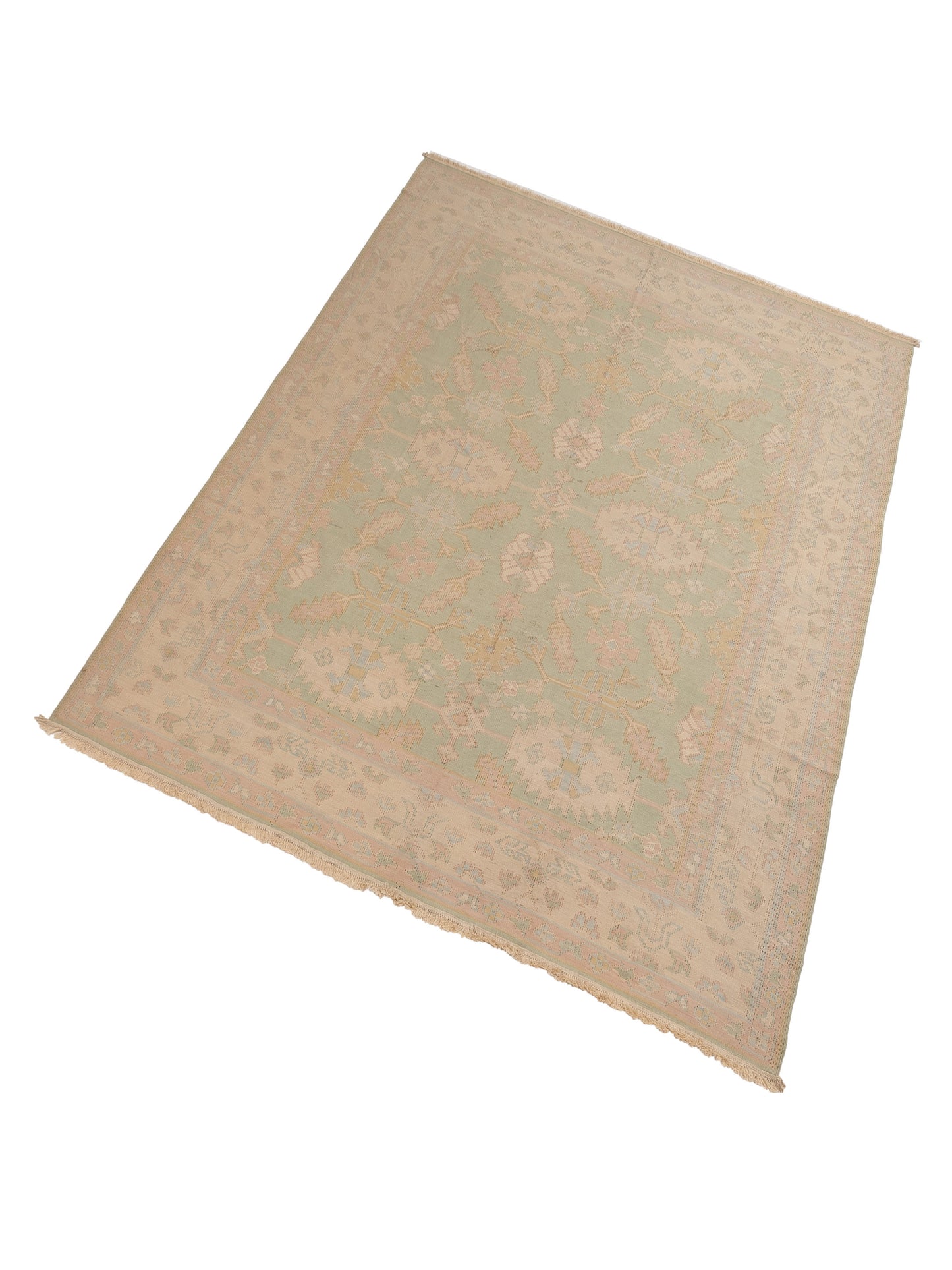 Transilvanian Kilim 64804 Light Green Beige 8x10.2 Hand Woven Rug