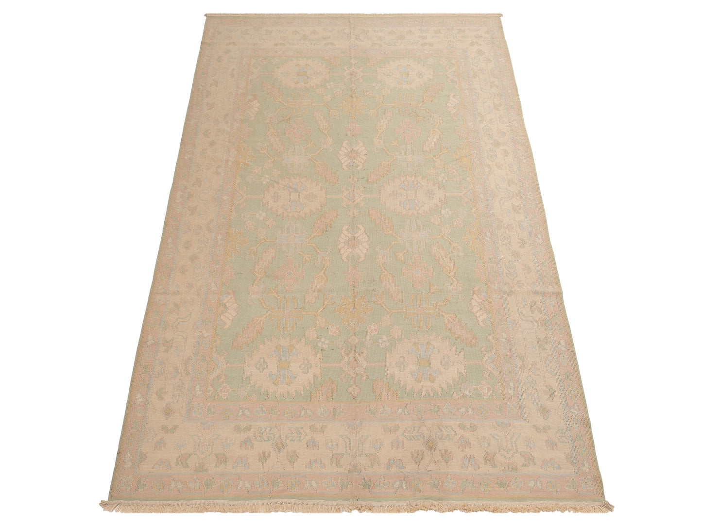 Transilvanian Kilim 64804 Light Green Beige 8x10.2 Hand Woven Rug