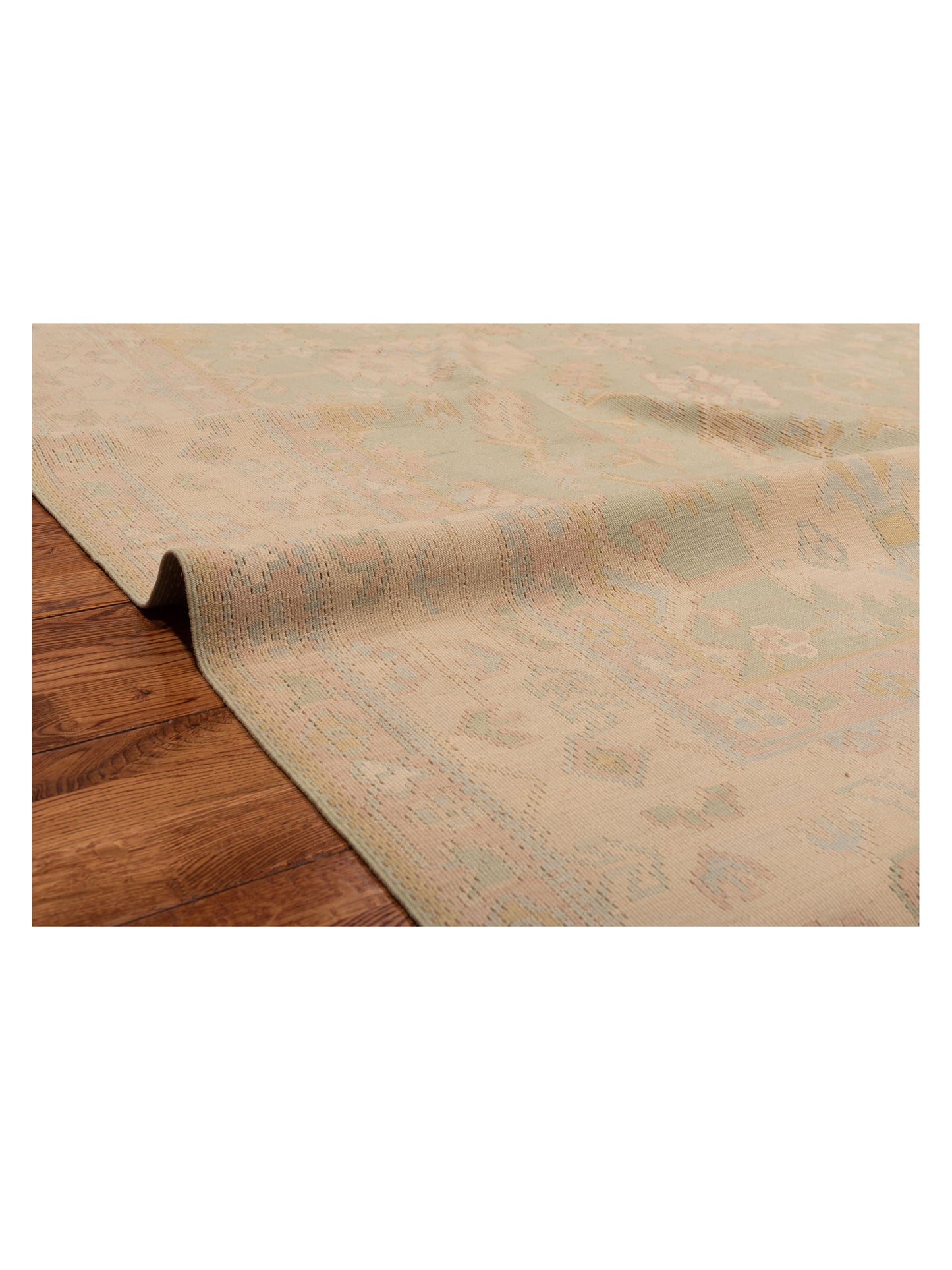 Transilvanian Kilim 64804 Light Green Beige 8x10.2 Hand Woven Rug