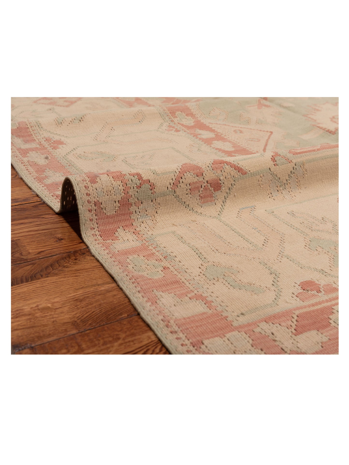 Transilvanian Kilim 64872 Green Beige 11.2x15.6 Hand Woven Rug