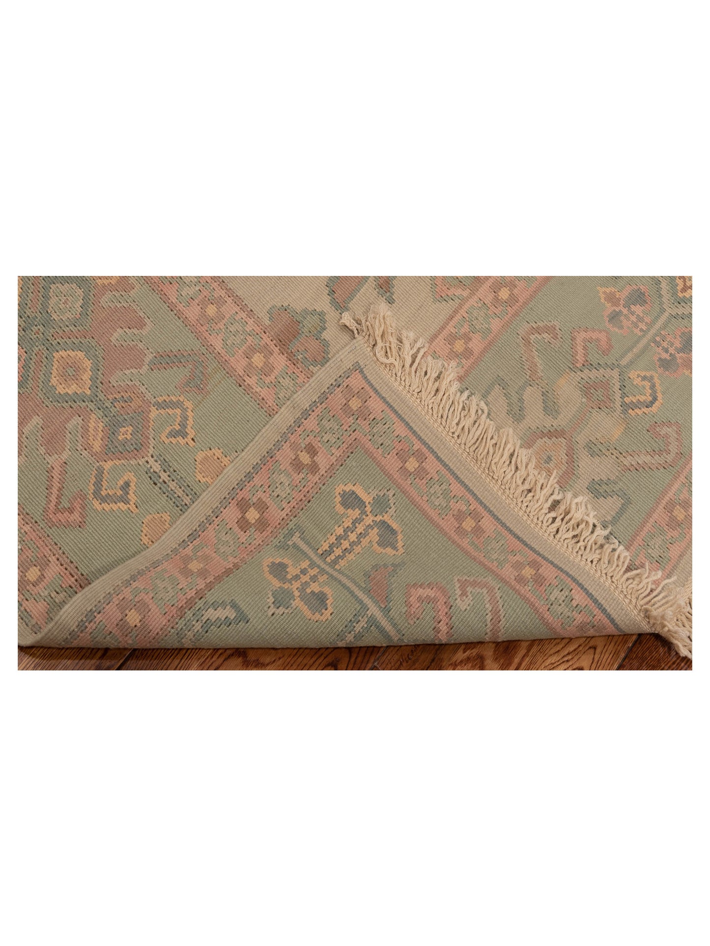 Transilvanian Kilim 65736 Ivory Sage Green 8.1x10.1 Hand Woven Rug