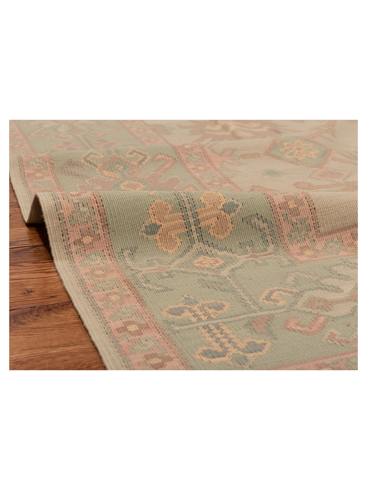 Transilvanian Kilim 65736 Ivory Sage Green 8.1x10.1 Hand Woven Rug