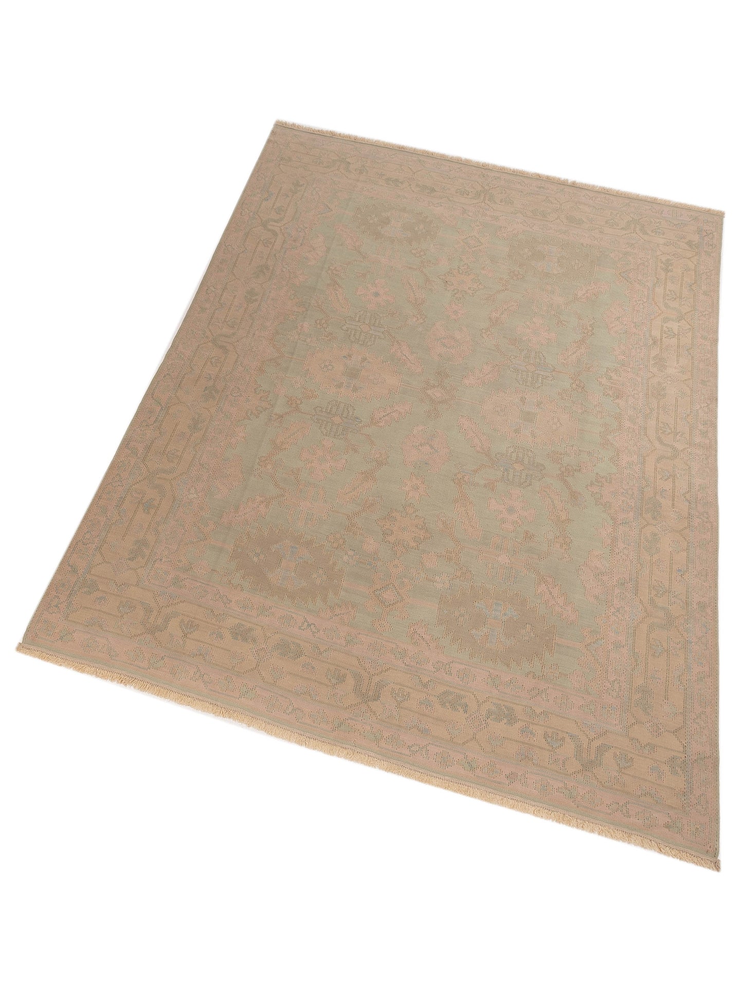 Transilvanian Kilim 65747 Green Cream 7.10x10.8 Hand Woven Rug