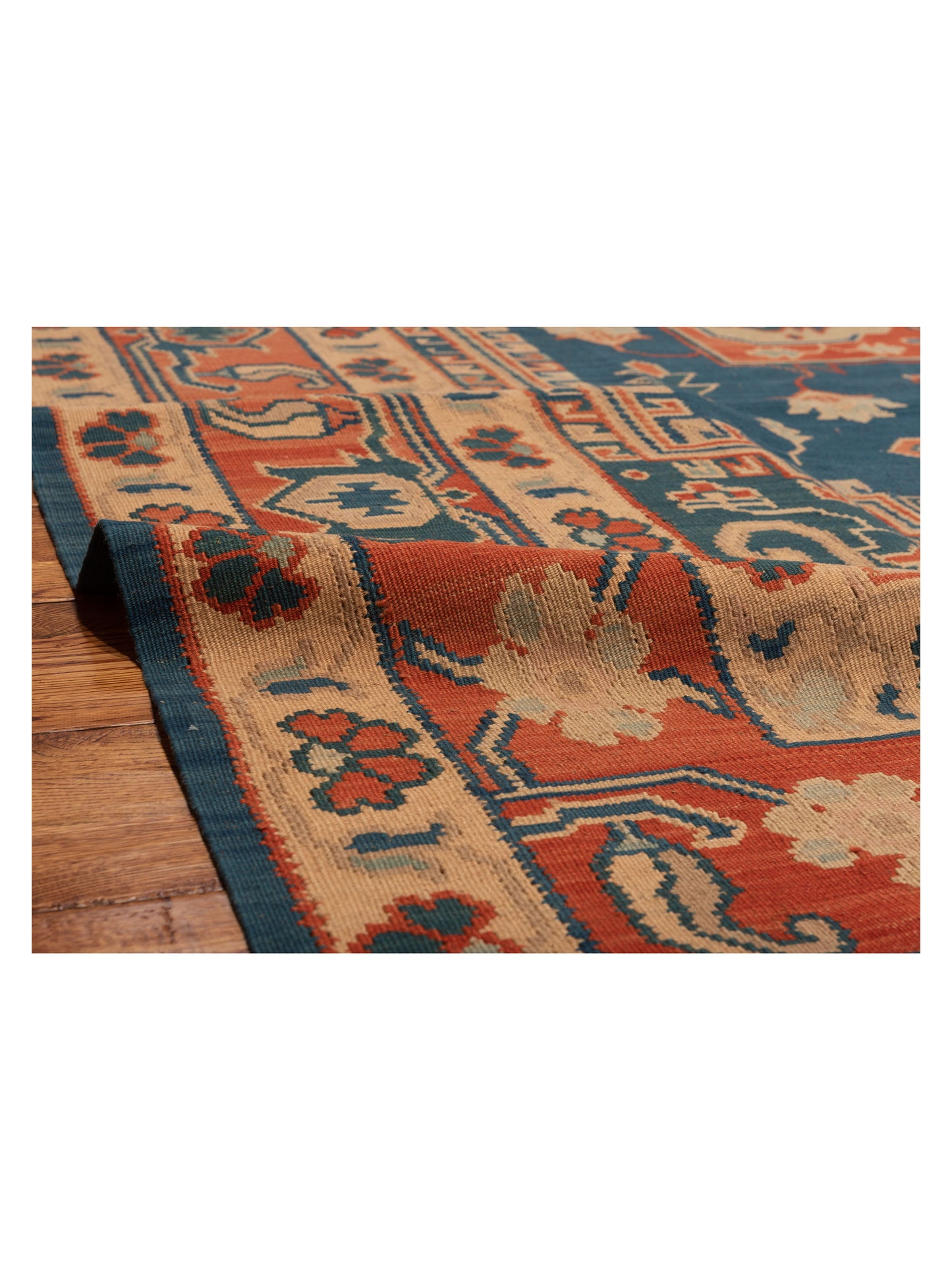 Transilvanian Kilim 66265 Blue Red 9.2x12.3 Hand Woven Rug