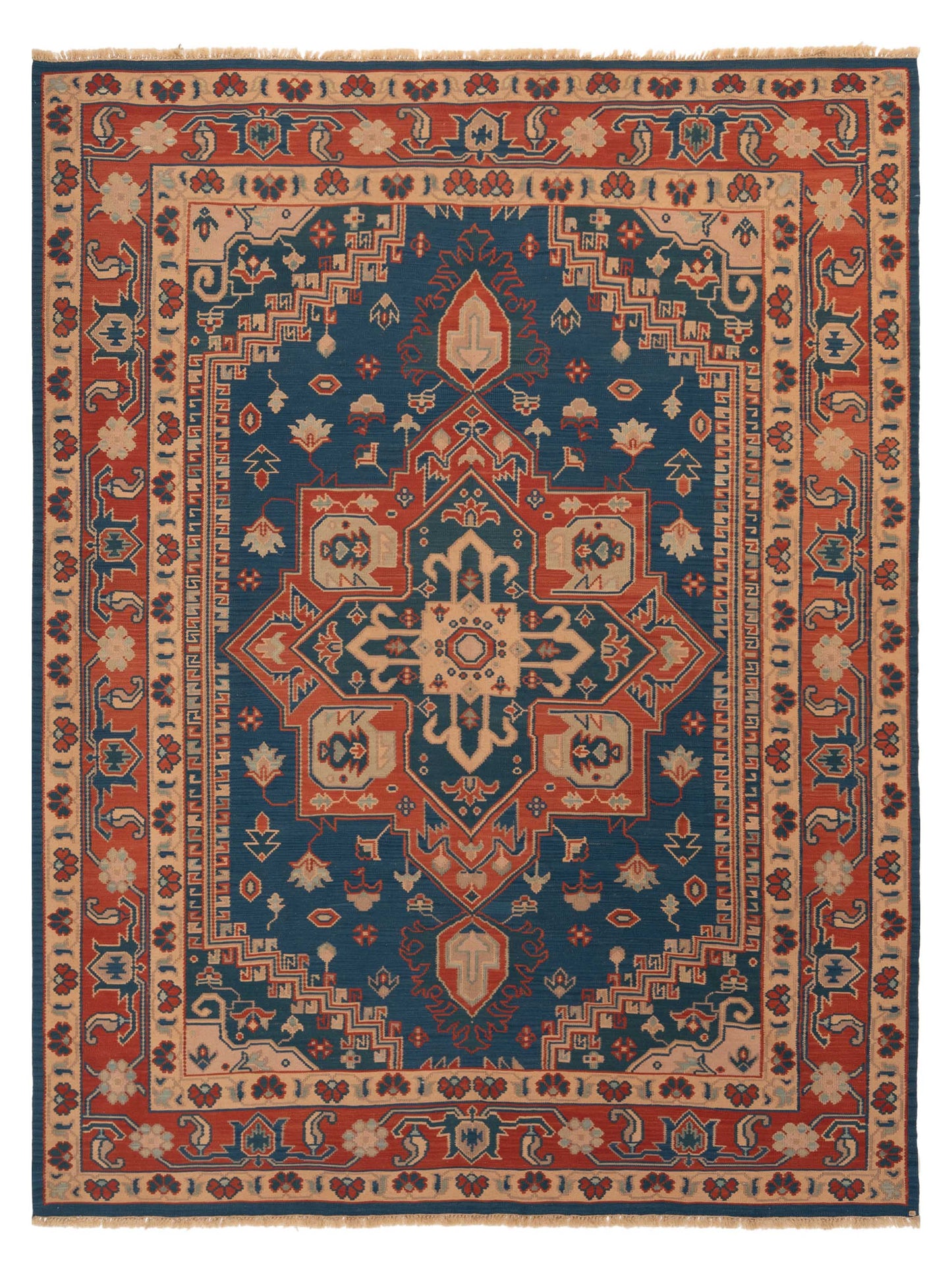 Pasha Transilvanian Kilim Blue Red Traditional