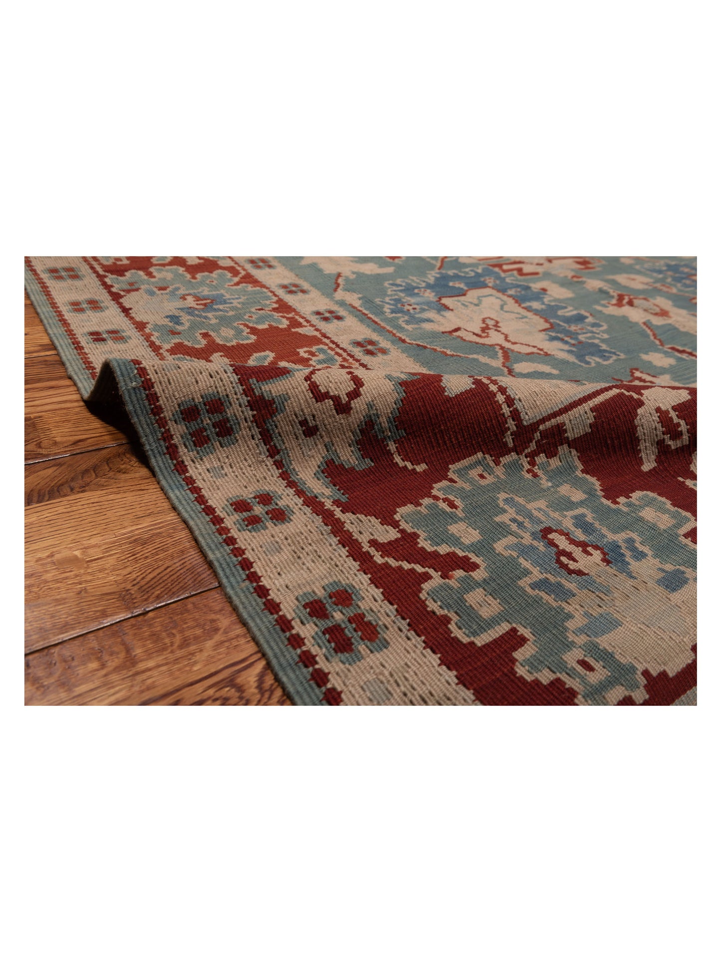 Transilvanian Kilim 66454 Blue Red 6.7x9.10 Hand Woven Rug