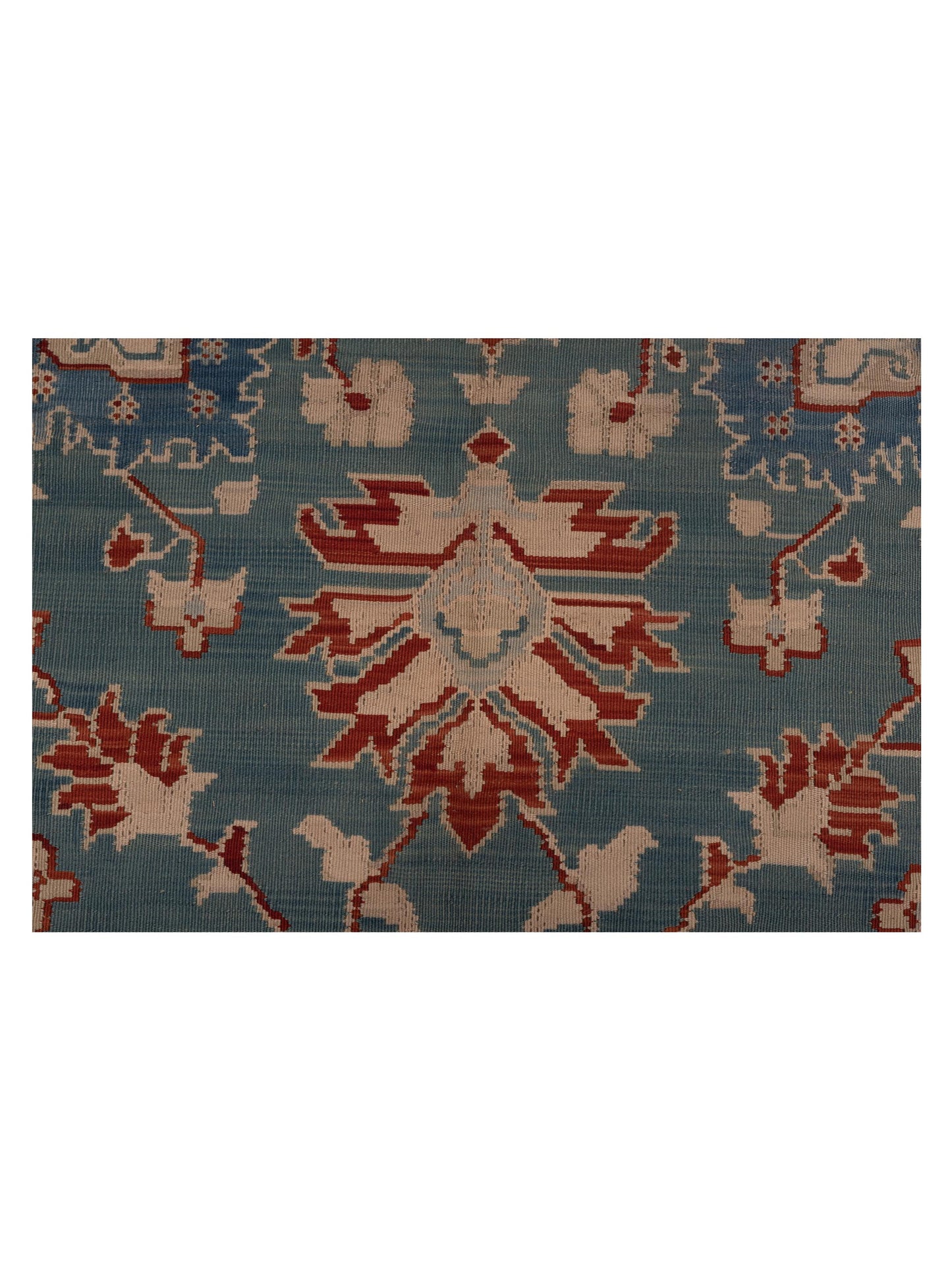 Transilvanian Kilim 66454 Blue Red 6.7x9.10 Hand Woven Rug