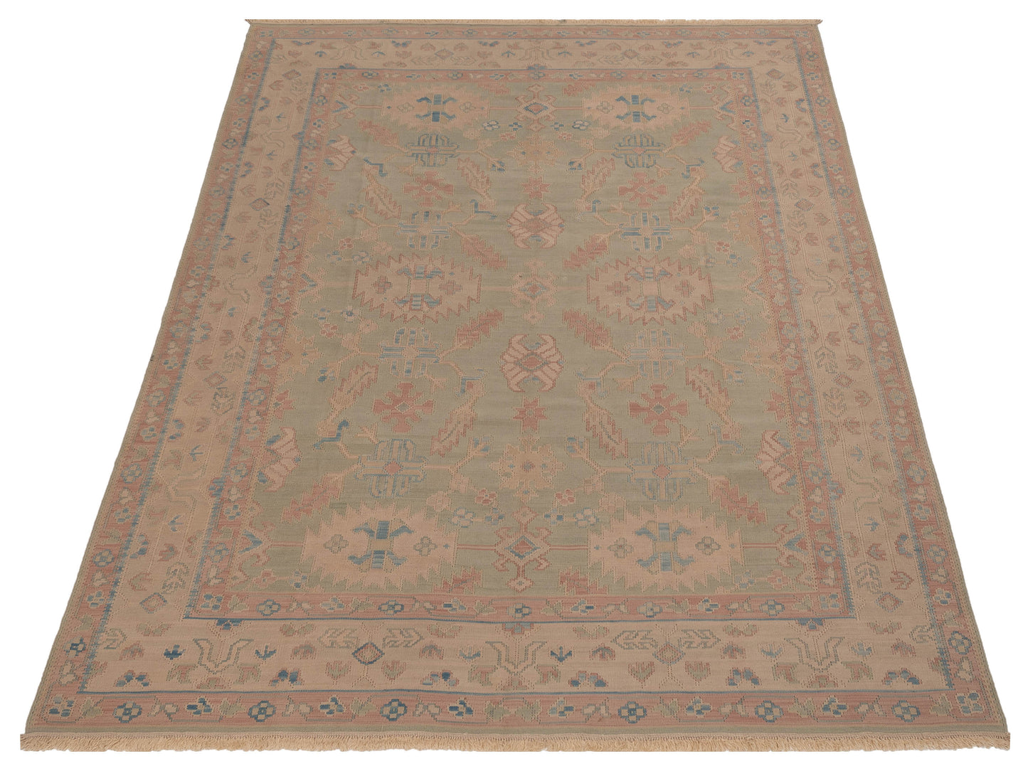 Transilvanian Kilim 66513 Green Beige 8.2x10.9 Hand Woven Rug