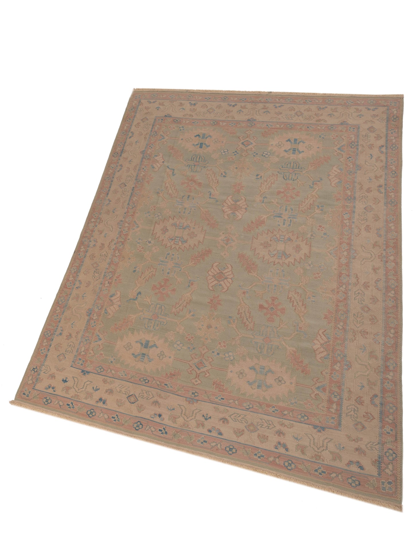 Transilvanian Kilim 66513 Green Beige 8.2x10.9 Hand Woven Rug