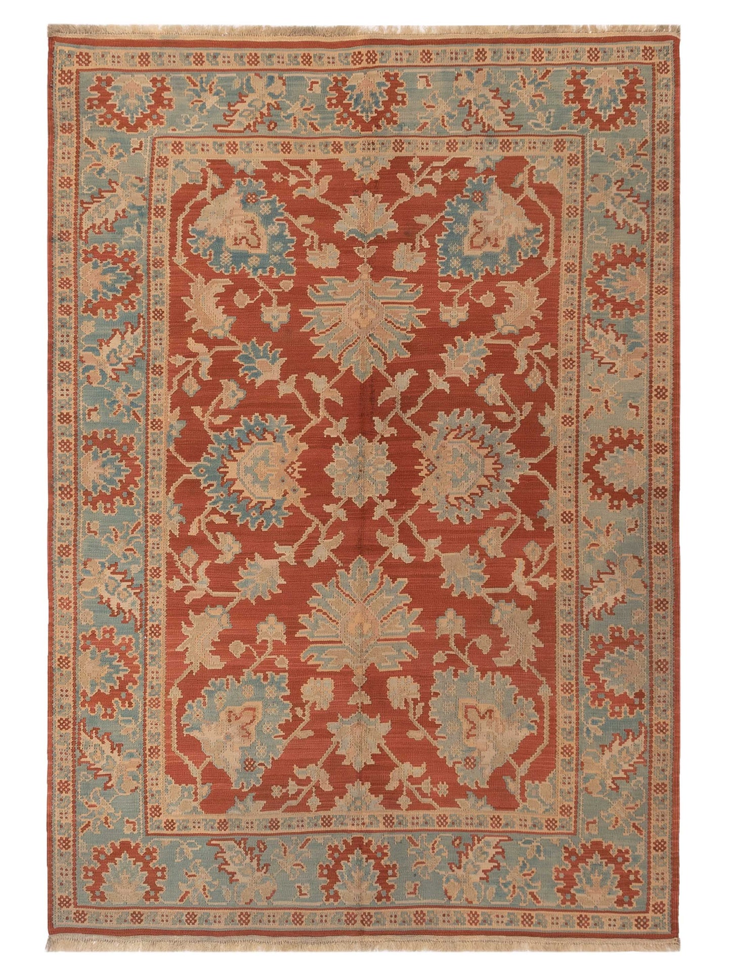 Pasha Transilvanian Kilim Rust Blue Traditional
