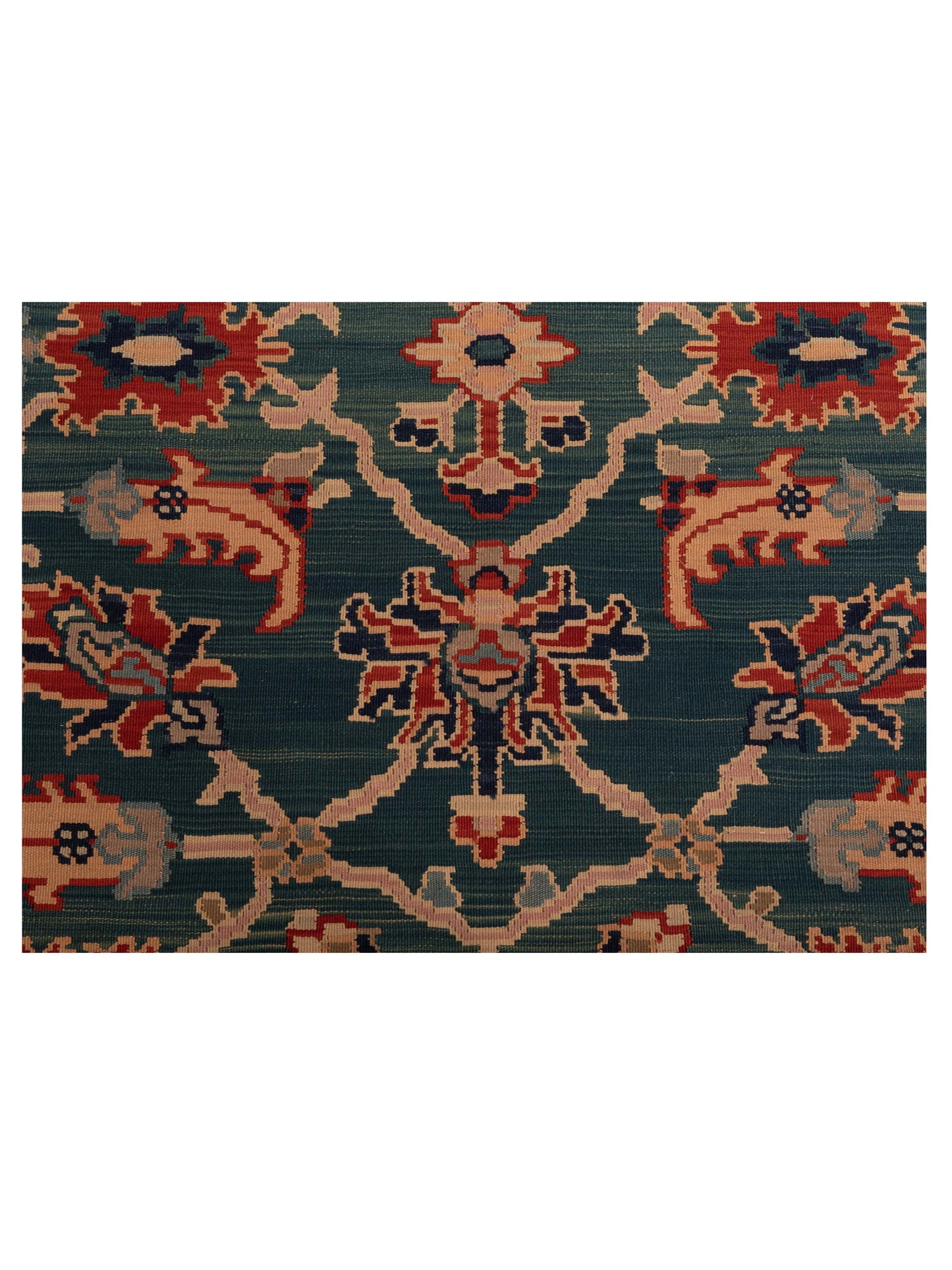 Transilvanian Kilim 67378 Blue Red 6.7x7.2 Hand Woven Rug