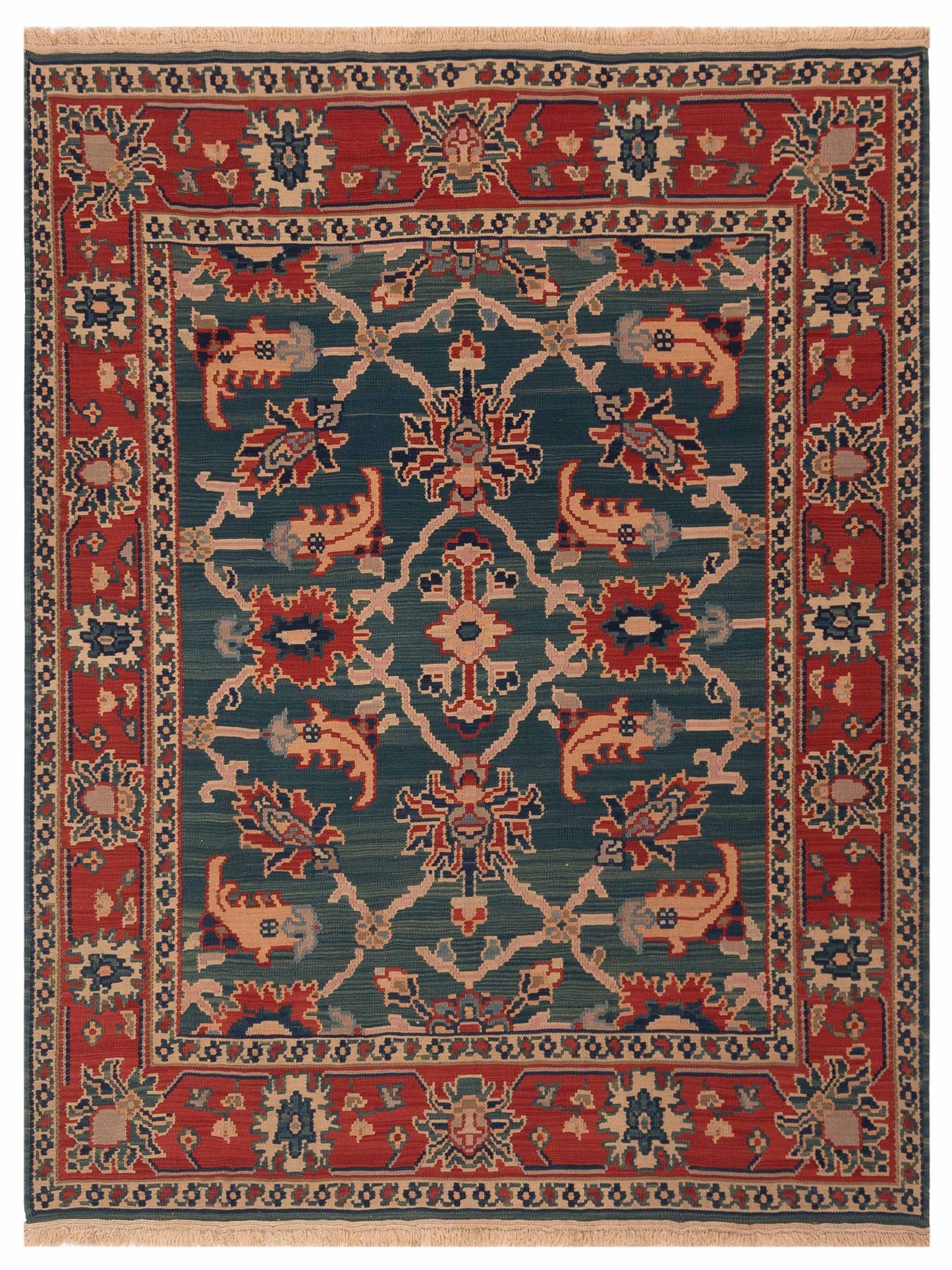 Pasha Transilvanian Kilim Blue Red Traditional