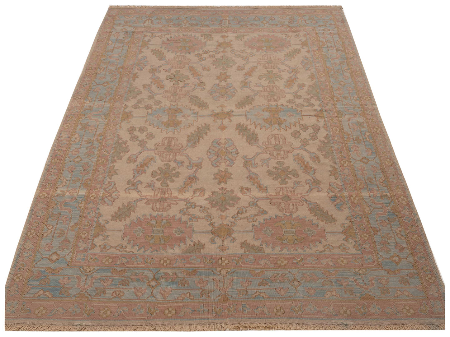 Transilvanian Kilim 68963 Beige Blue 8.2x10.2 Hand Woven Rug