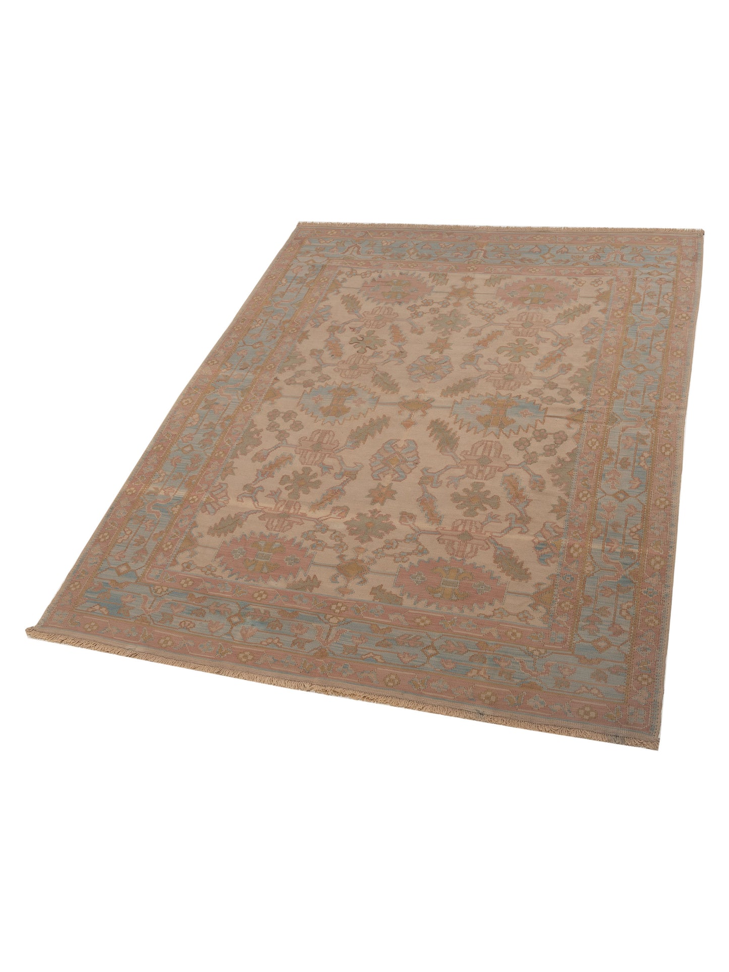 Transilvanian Kilim 68963 Beige Blue 8.2x10.2 Hand Woven Rug
