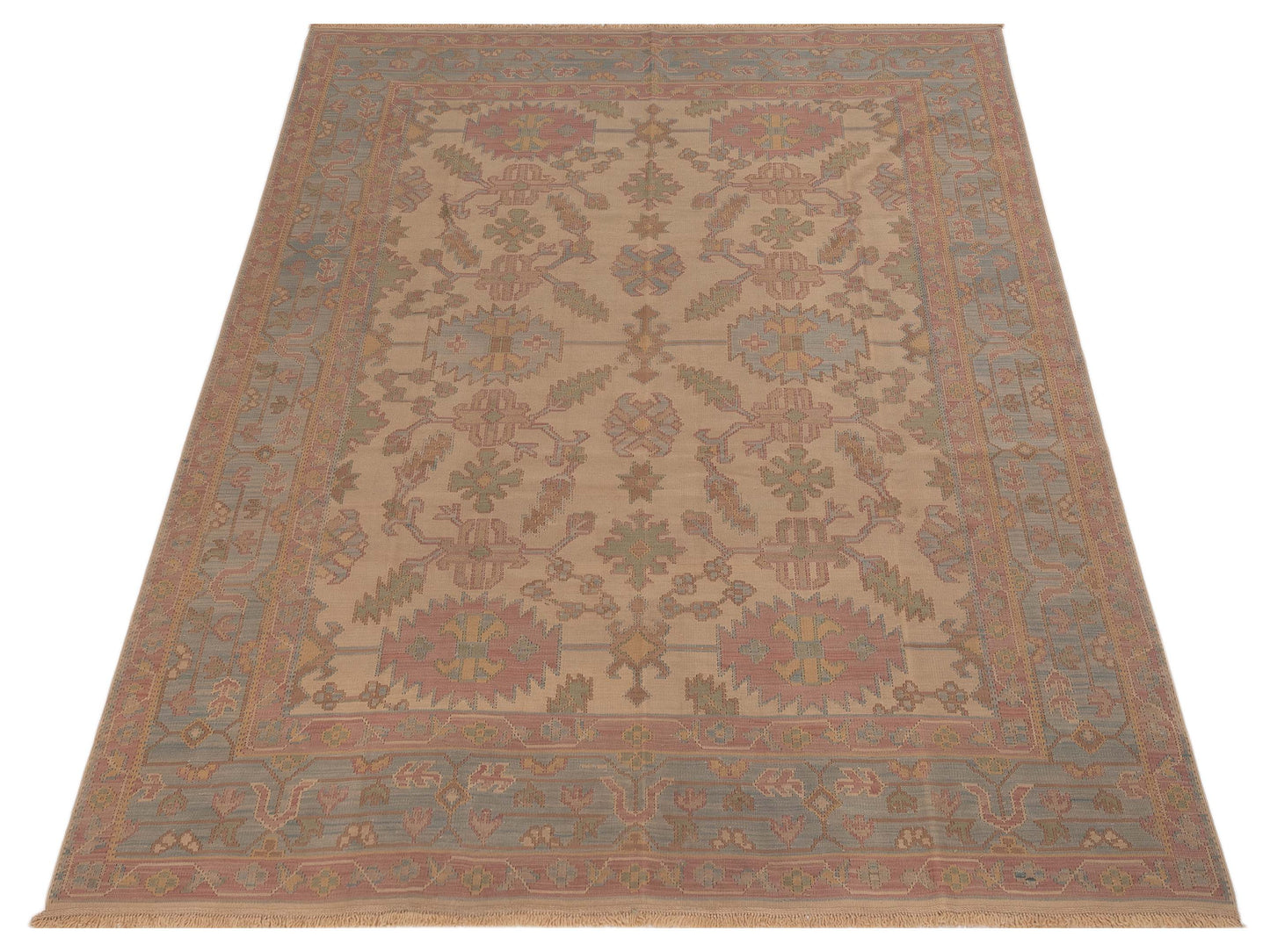 Transilvanian Kilim 68970 Cream Blue 8x10.4 Hand Woven Rug