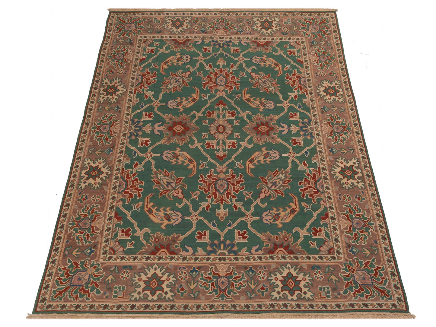 Transilvanian Kilim 68972 Green Plum 8.1x10.3 Hand Woven Rug