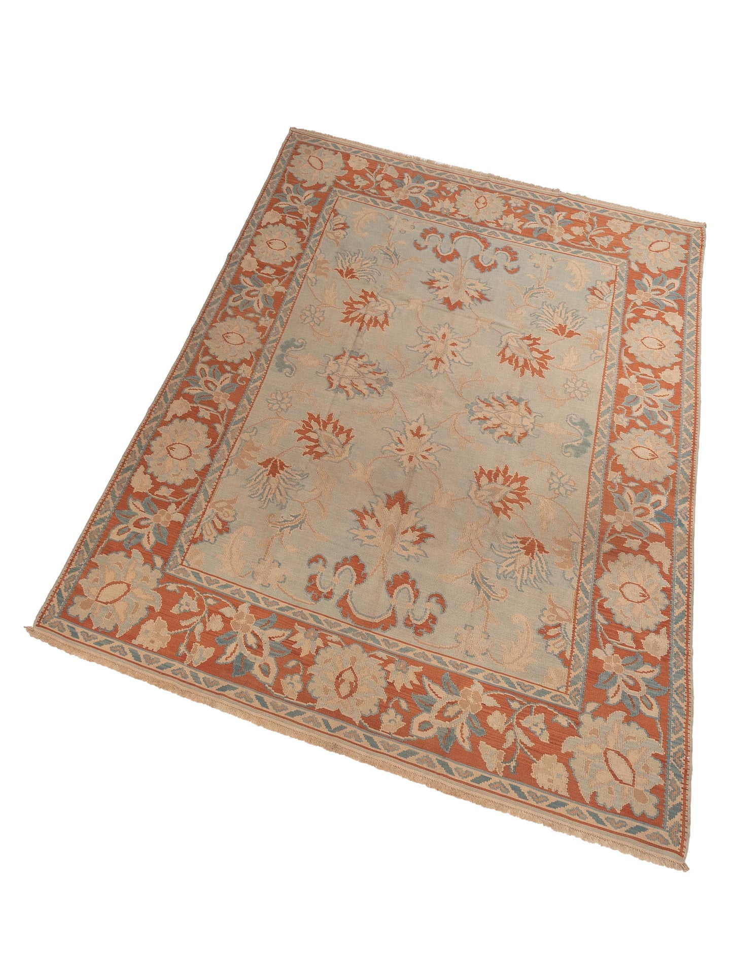 Transilvanian Kilim 69946 Silver Rust 8.11x11.9 Hand Woven Rug