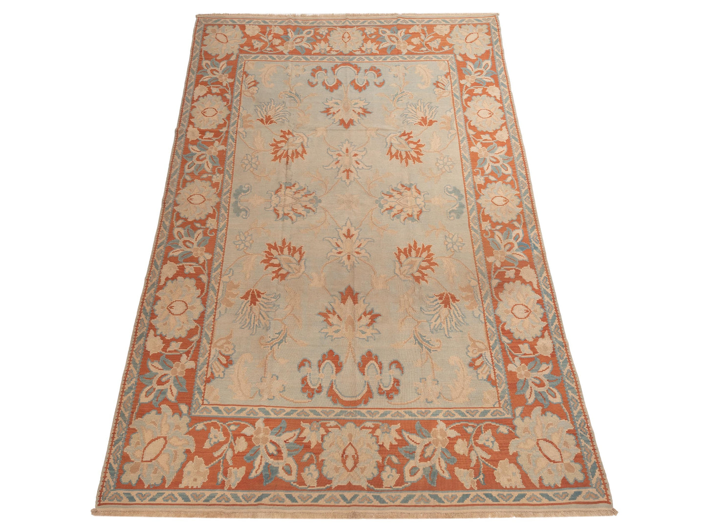 Transilvanian Kilim 69946 Silver Rust 8.11x11.9 Hand Woven Rug