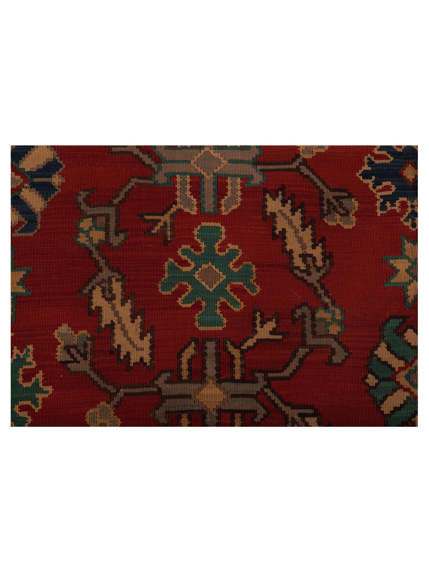 Transilvanian Kilim 69973 Red Blue 8.1x10.5 Hand Woven Rug