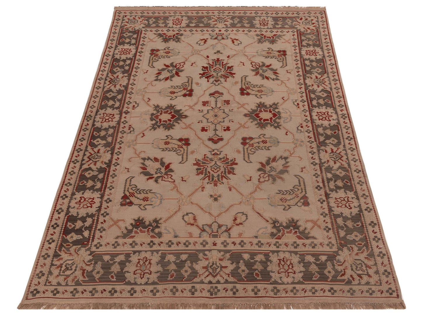 Transilvanian Kilim 69979 Beige Brown 5.8x8 Hand Woven Rug