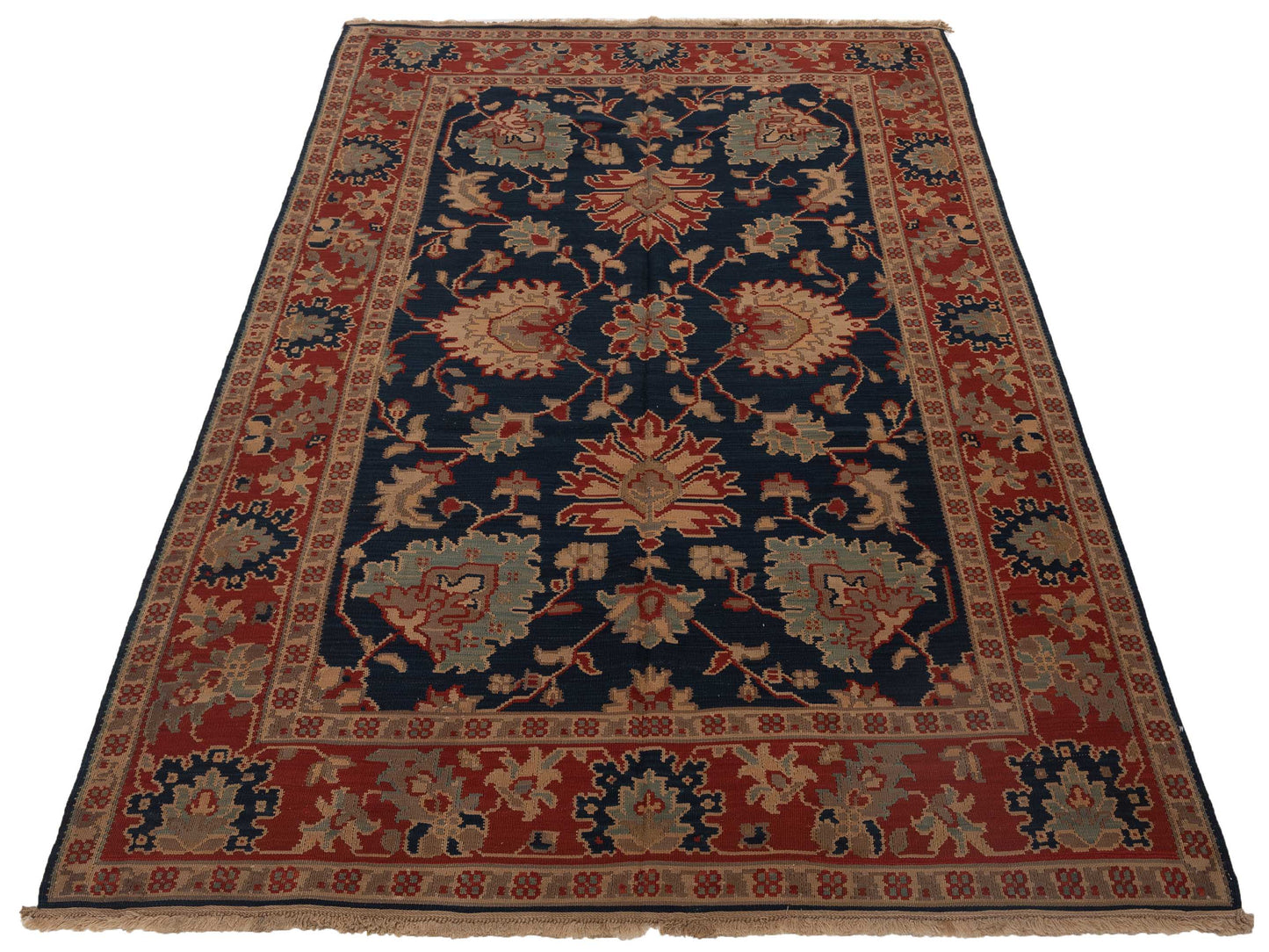 Transilvanian Kilim 70007 Navy Red 6.6x10.2 Hand Woven Rug