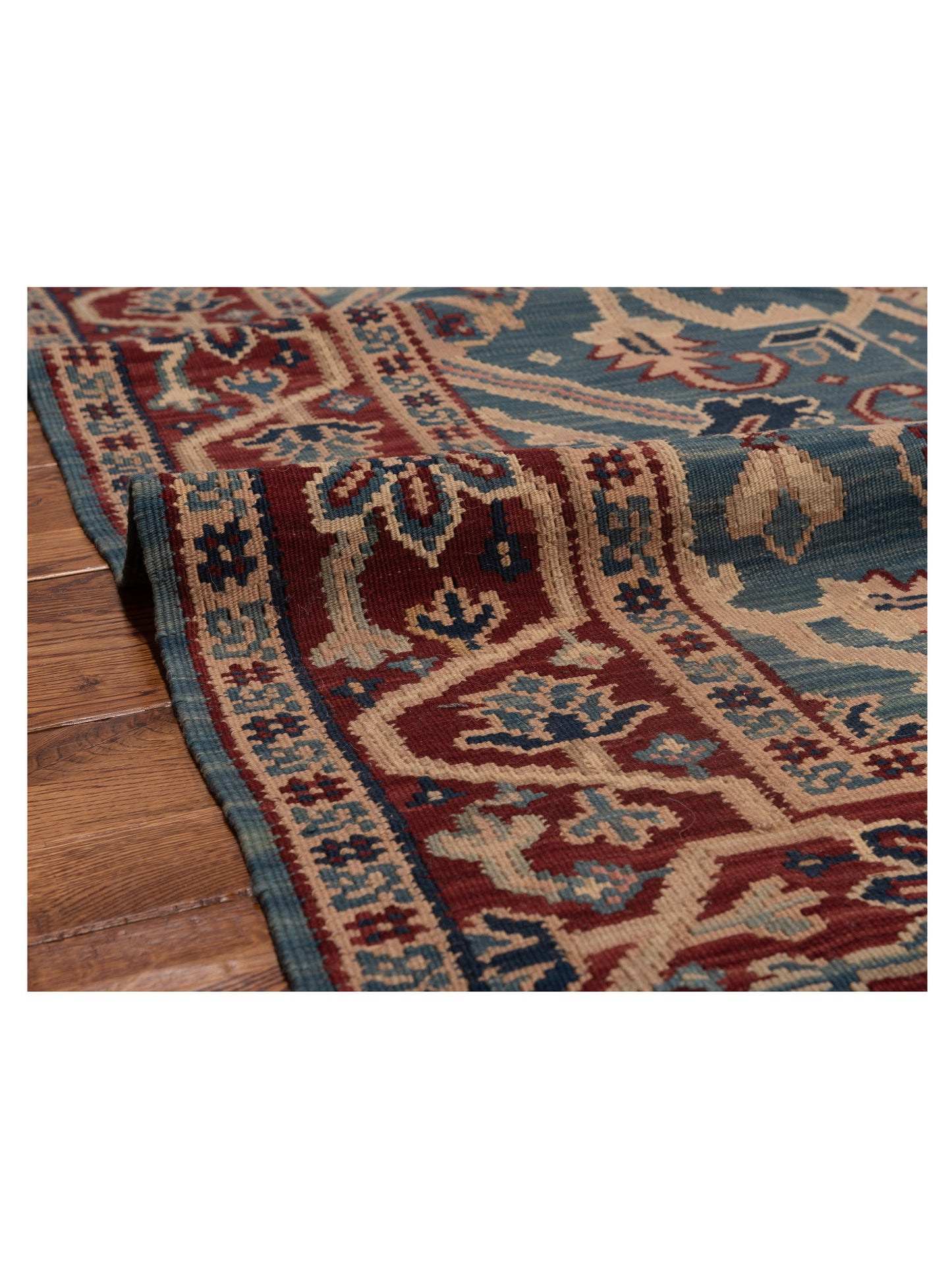 Transilvanian Kilim 70018 Blue Red 5.8x8 Hand Woven Rug