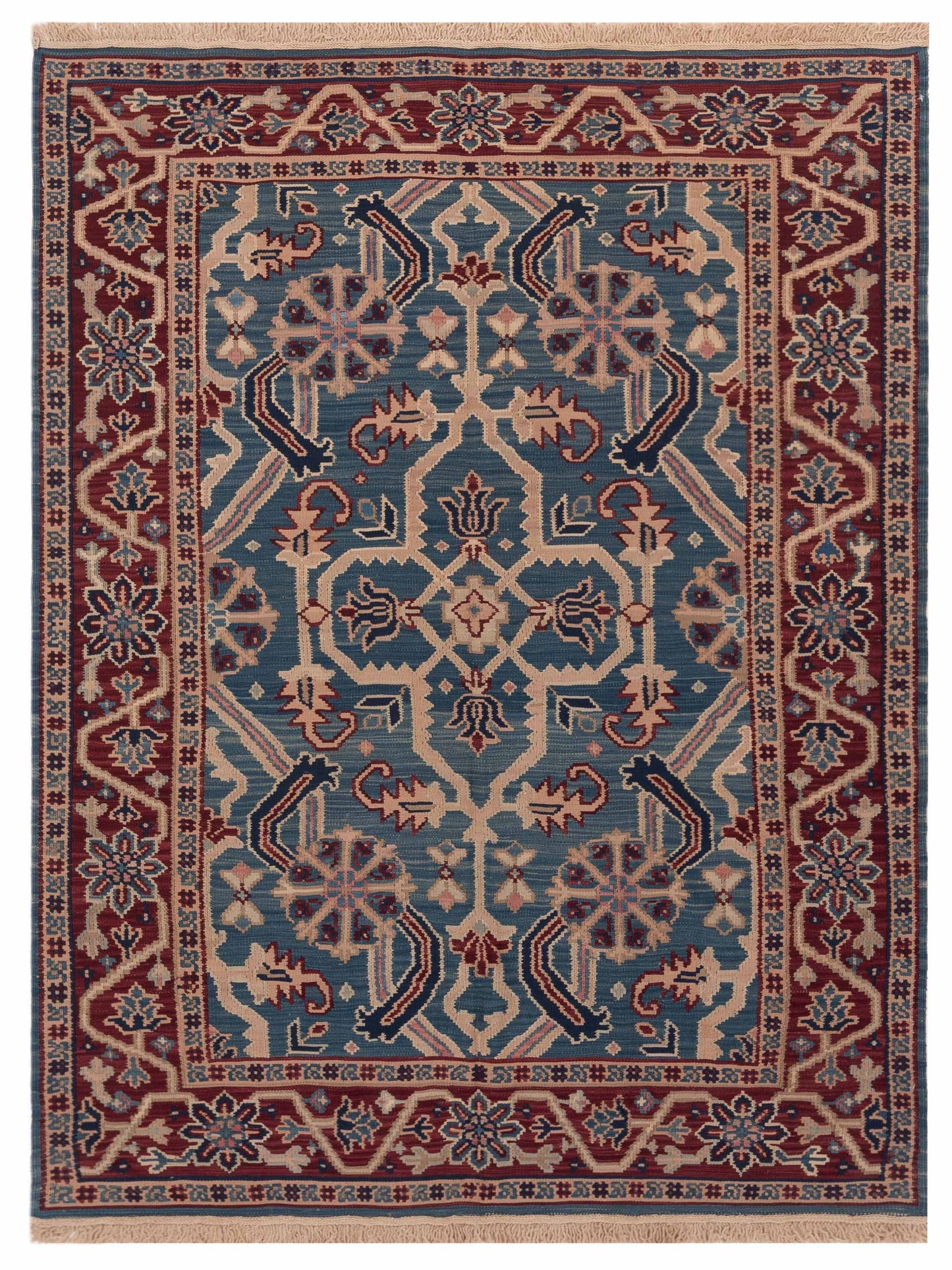 Pasha Transilvanian Kilim Blue Red Traditional
