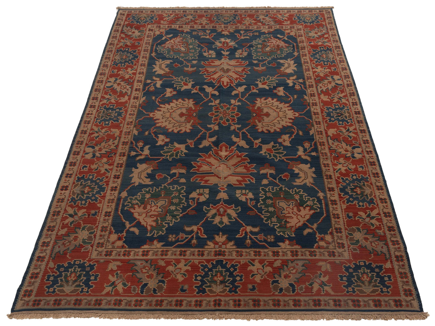 Transilvanian Kilim 70022 Blue Red 6.6x10 Hand Woven Rug