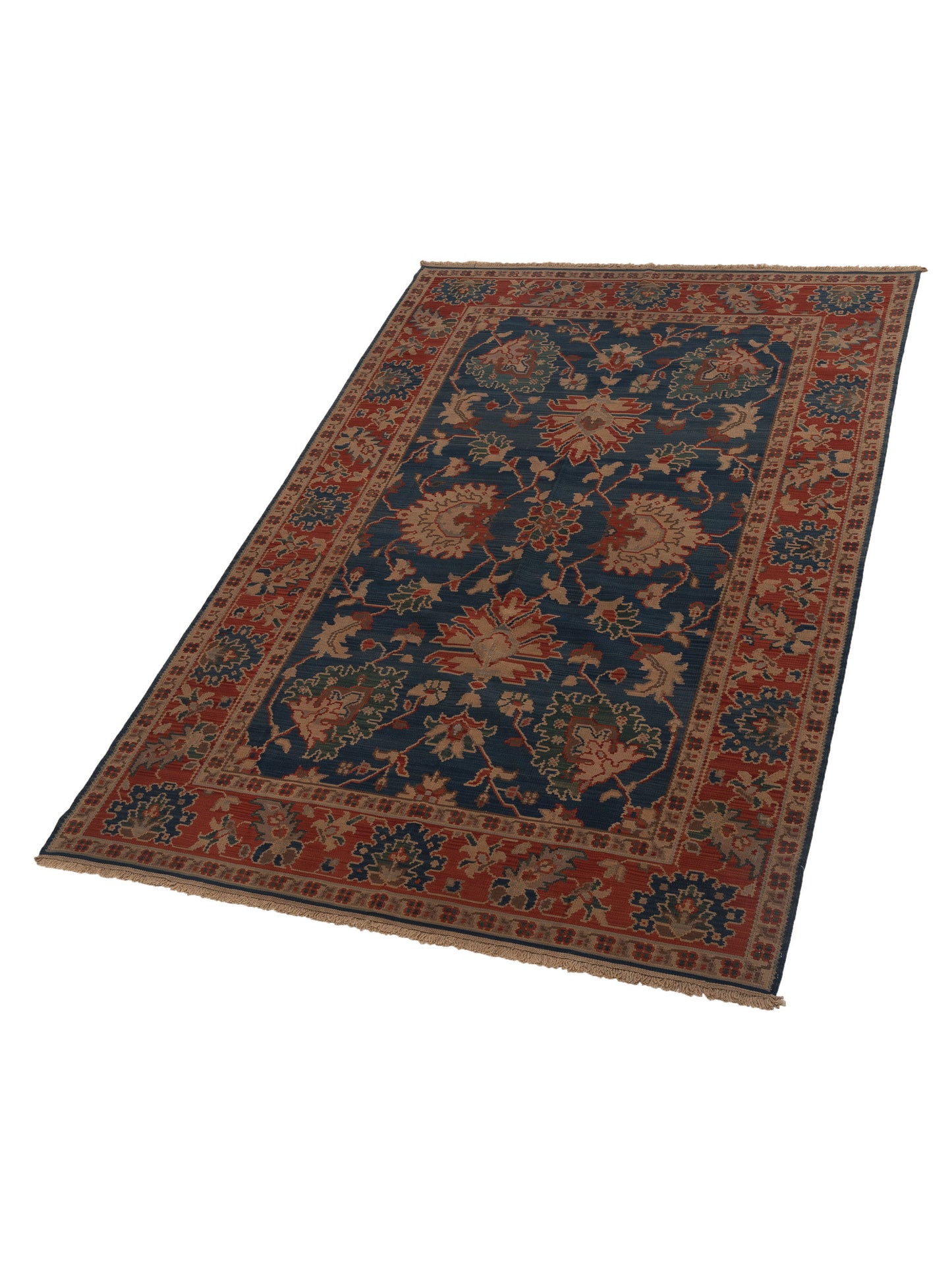 Transilvanian Kilim 70022 Blue Red 6.6x10 Hand Woven Rug