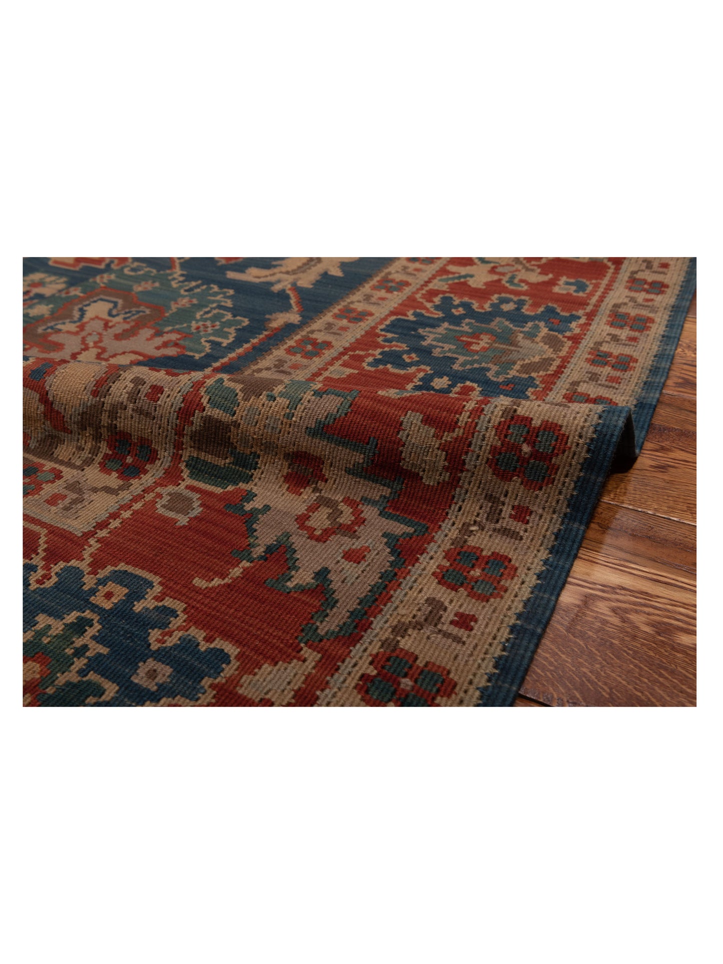 Transilvanian Kilim 70022 Blue Red 6.6x10 Hand Woven Rug