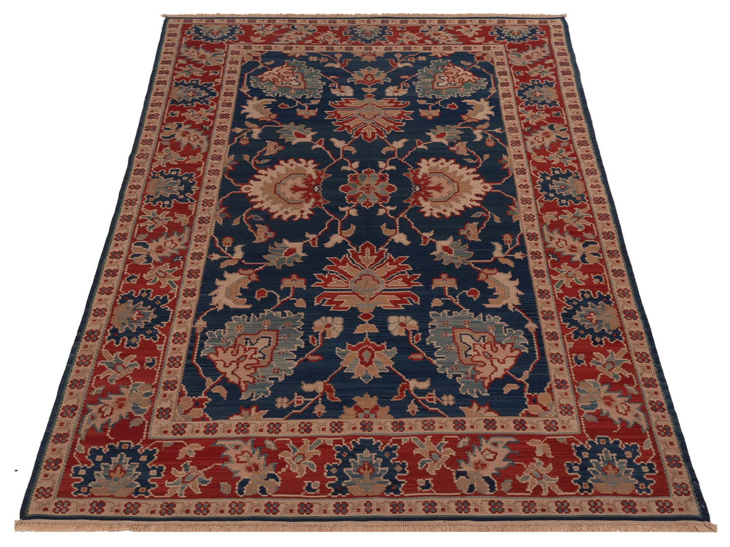 Transilvanian Kilim 70025 Navy Red 6.6x10 Hand Woven Rug