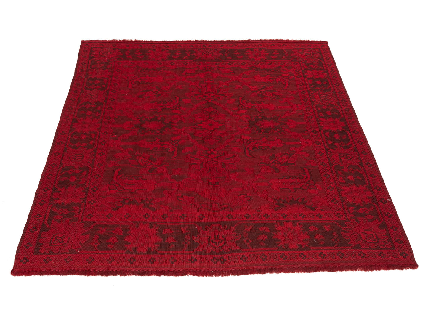Vintage 70026 Red 6.6x6.11 Hand Knotted Rug