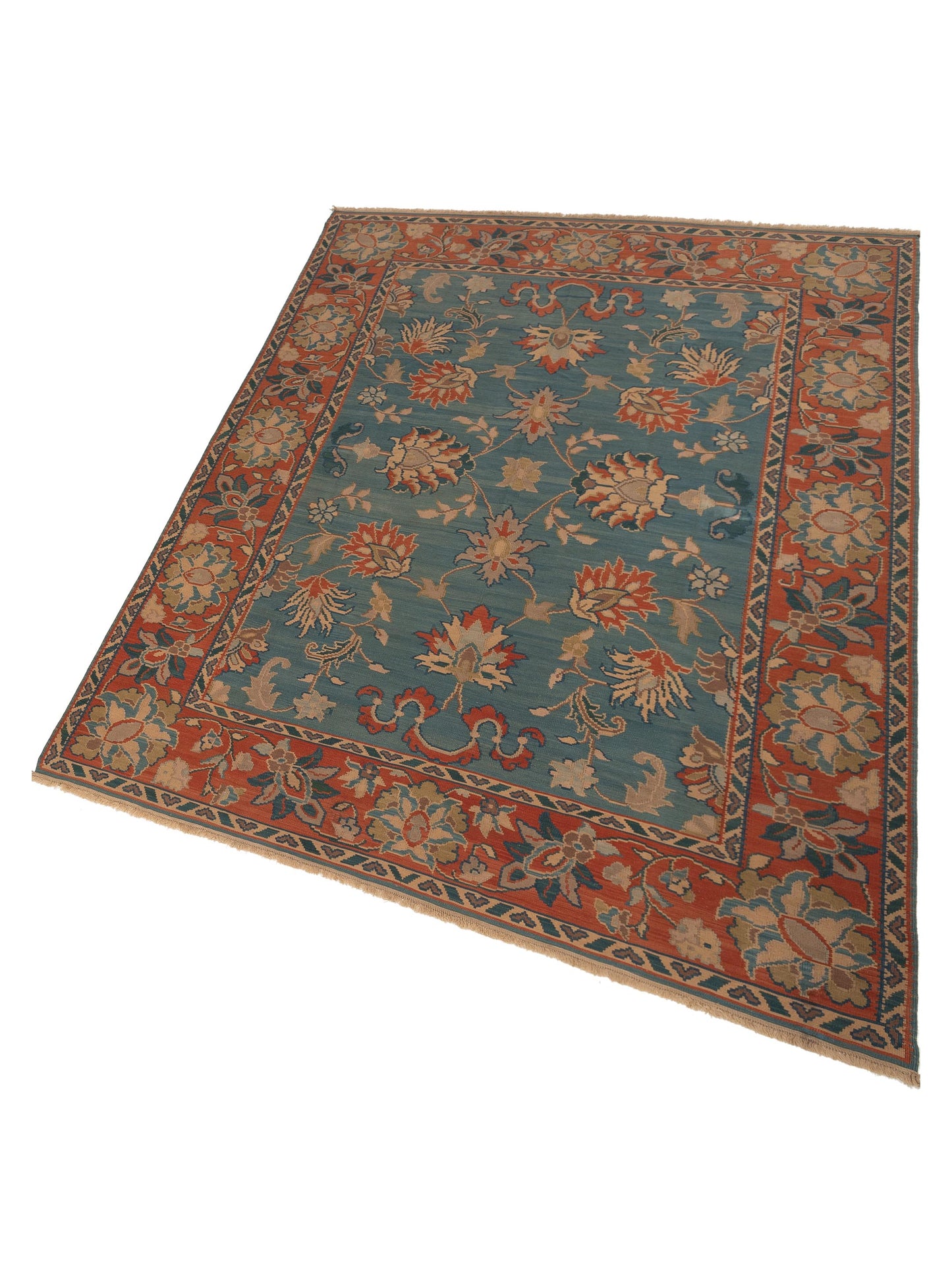 Transilvanian Kilim 70032 Blue Rust 9.3x12.2 Hand Woven Rug