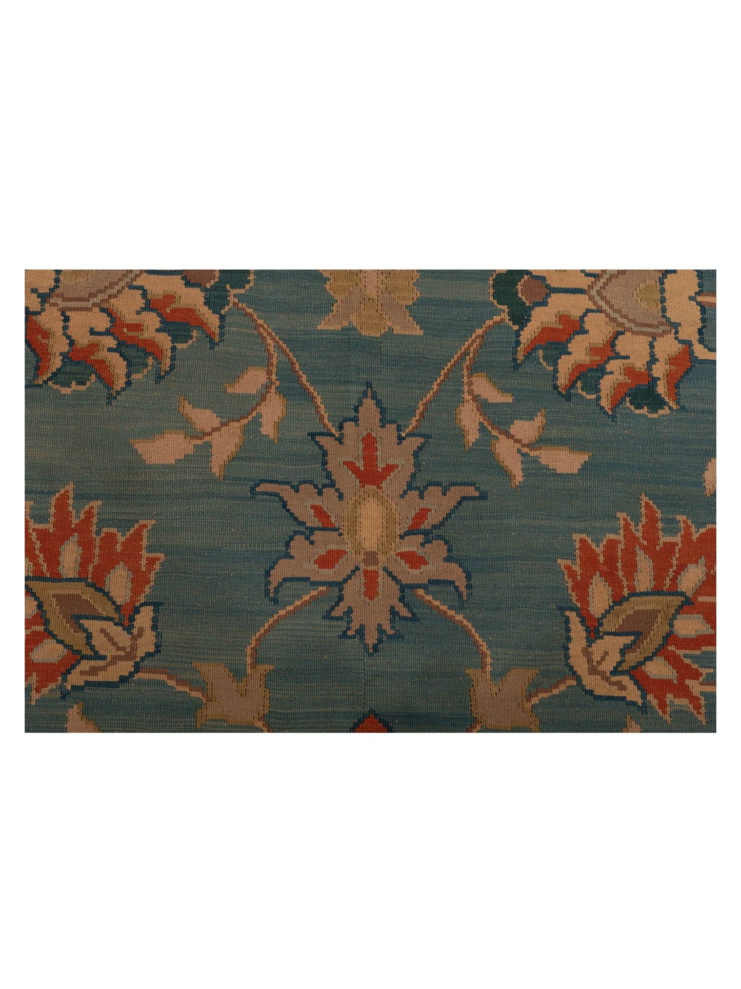 Transilvanian Kilim 70032 Blue Rust 9.3x12.2 Hand Woven Rug