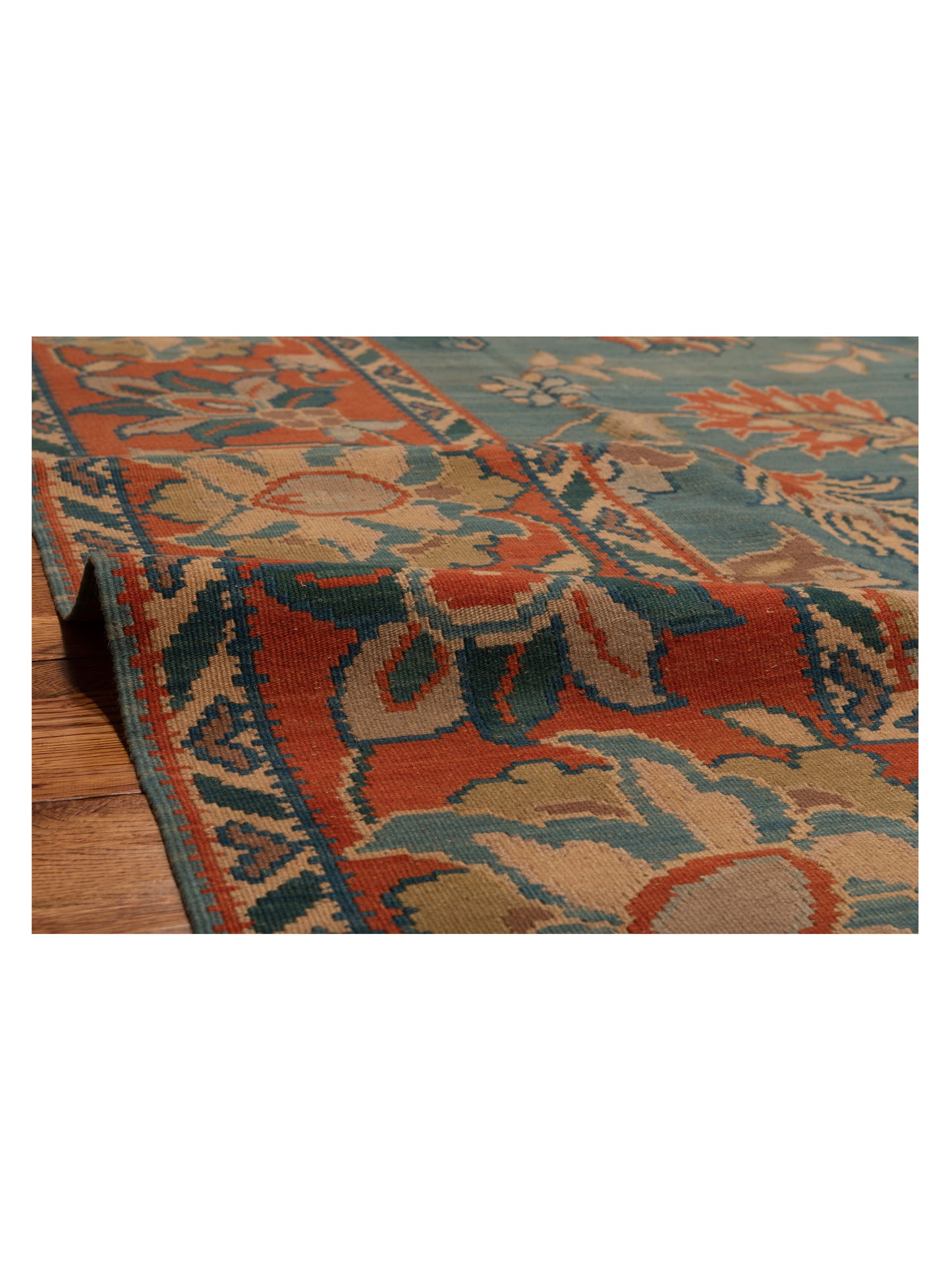 Transilvanian Kilim 70032 Blue Rust 9.3x12.2 Hand Woven Rug