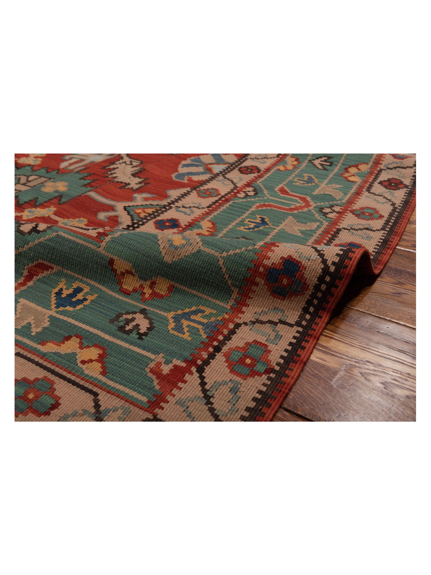 Transilvanian Kilim 70047 Red Green 8.1x10.1 Hand Woven Rug