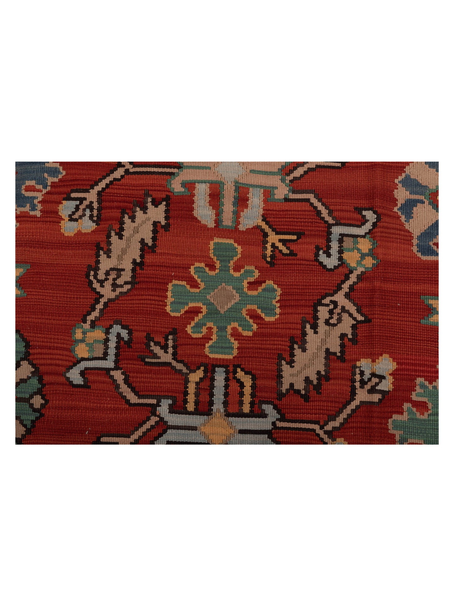 Transilvanian Kilim 70047 Red Green 8.1x10.1 Hand Woven Rug