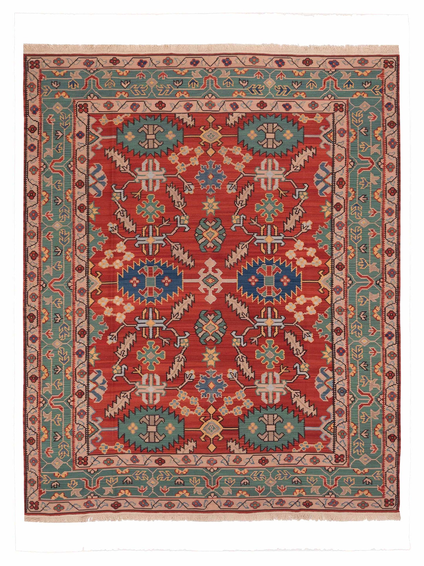 Pasha Transilvanian Kilim Red Green Traditional